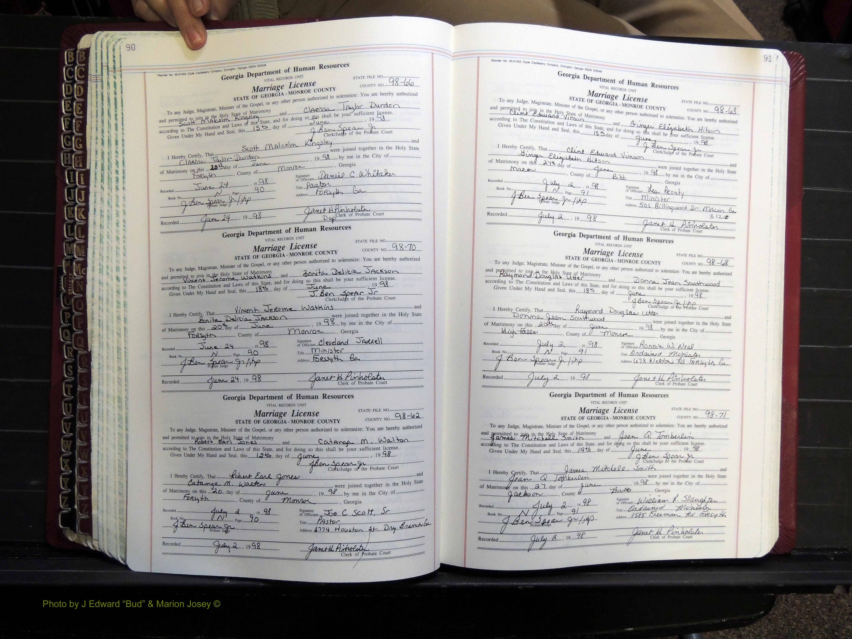 Monroe Co, GA, Marriages, Book N, 1996-2007 pg 090-091.JPG
