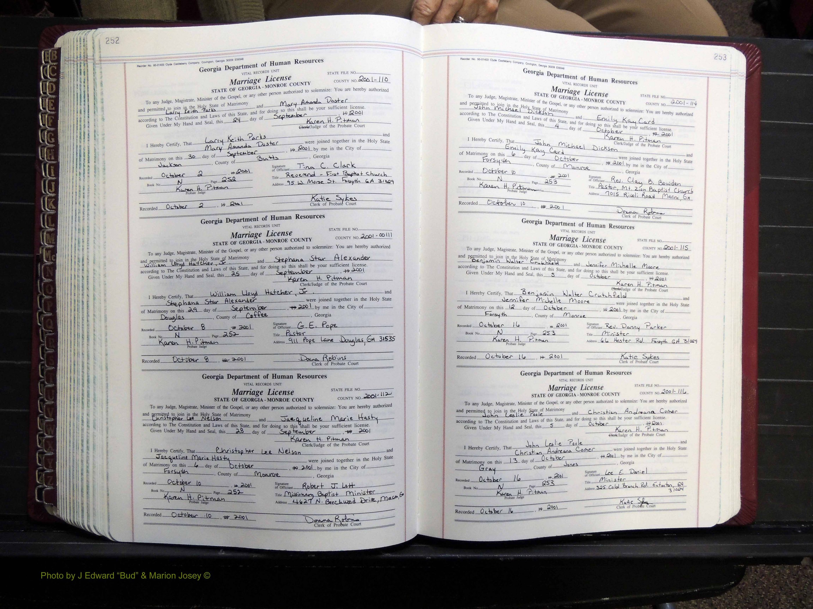 Monroe Co, GA, Marriages, Book N, 1996-2007 pg 252-253.JPG