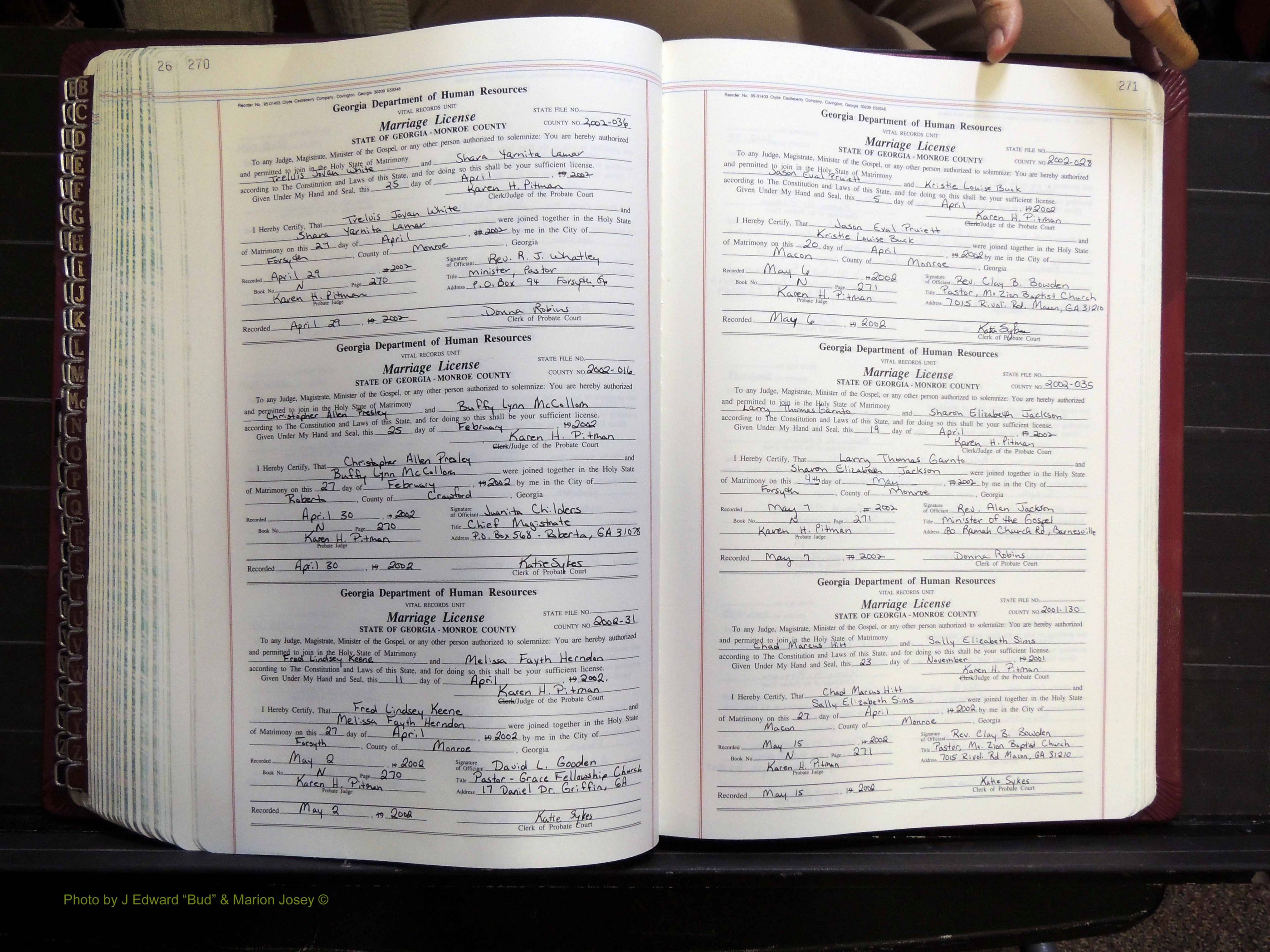 Monroe Co, GA, Marriages, Book N, 1996-2007 pg 270-271.JPG