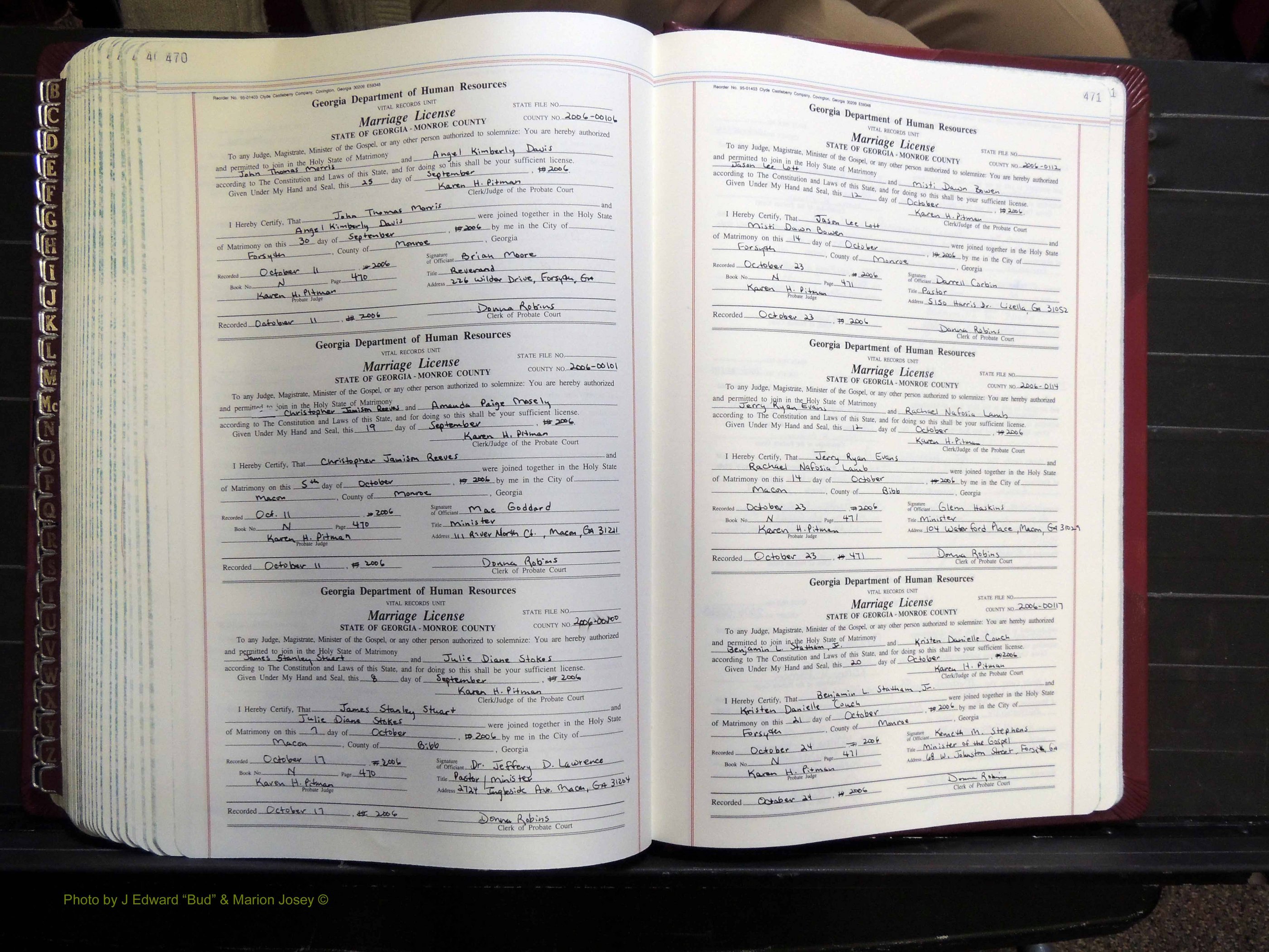 Monroe Co, GA, Marriages, Book N, 1996-2007 pg 470-471.JPG