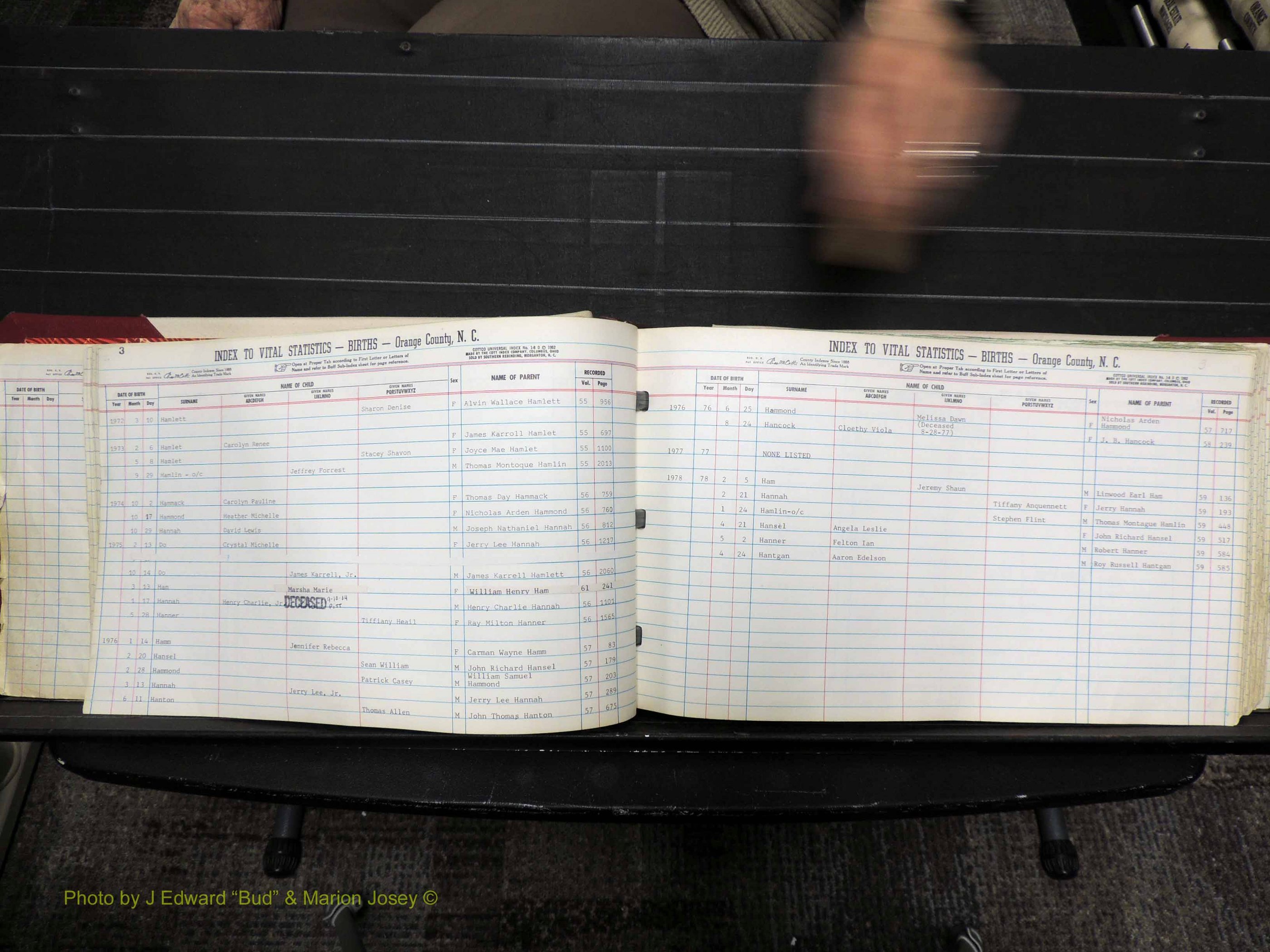 Orange Co, NC, Births, H-K, 1913-1978 (117).JPG