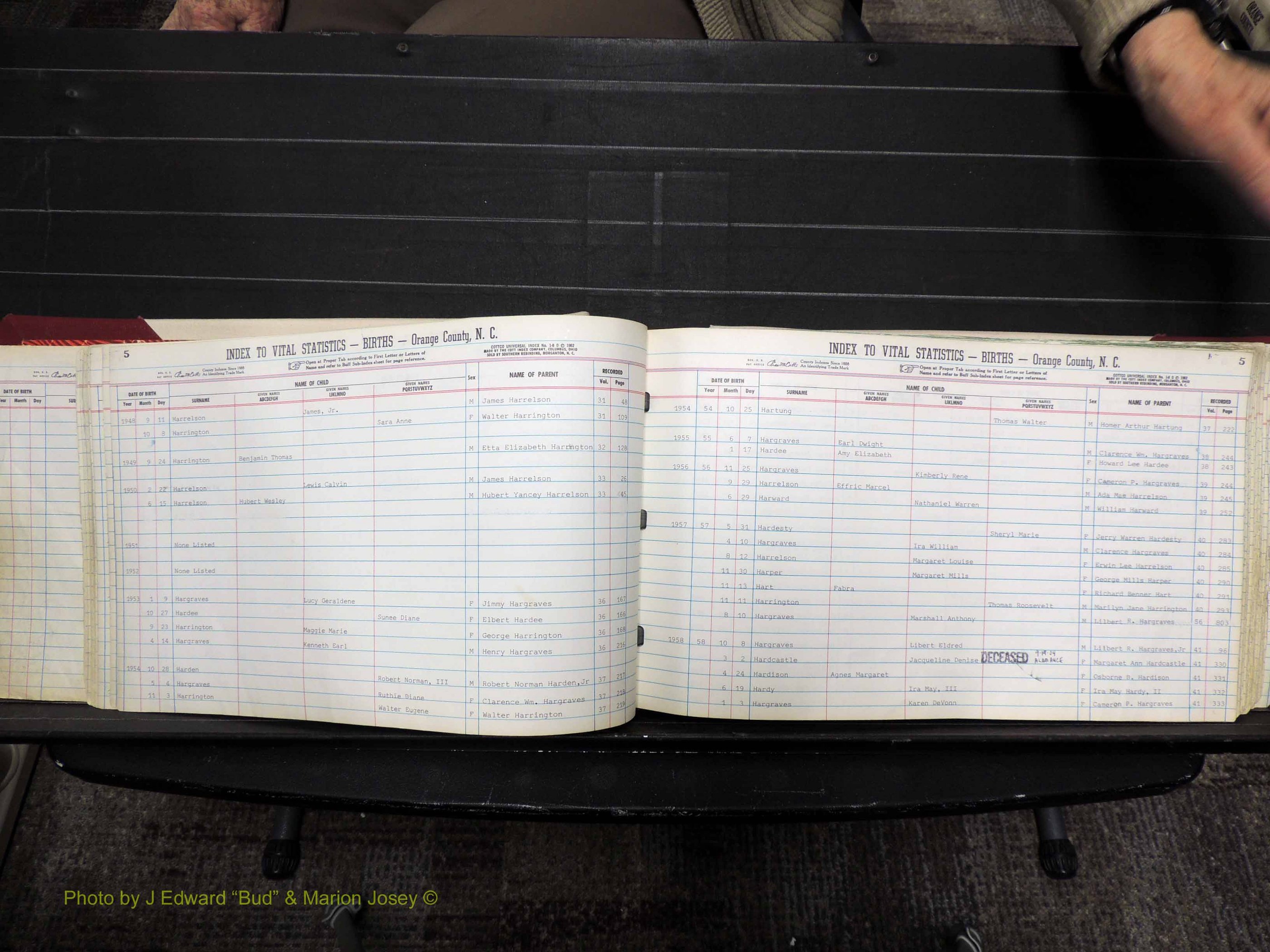 Orange Co, NC, Births, H-K, 1913-1978 (123).JPG