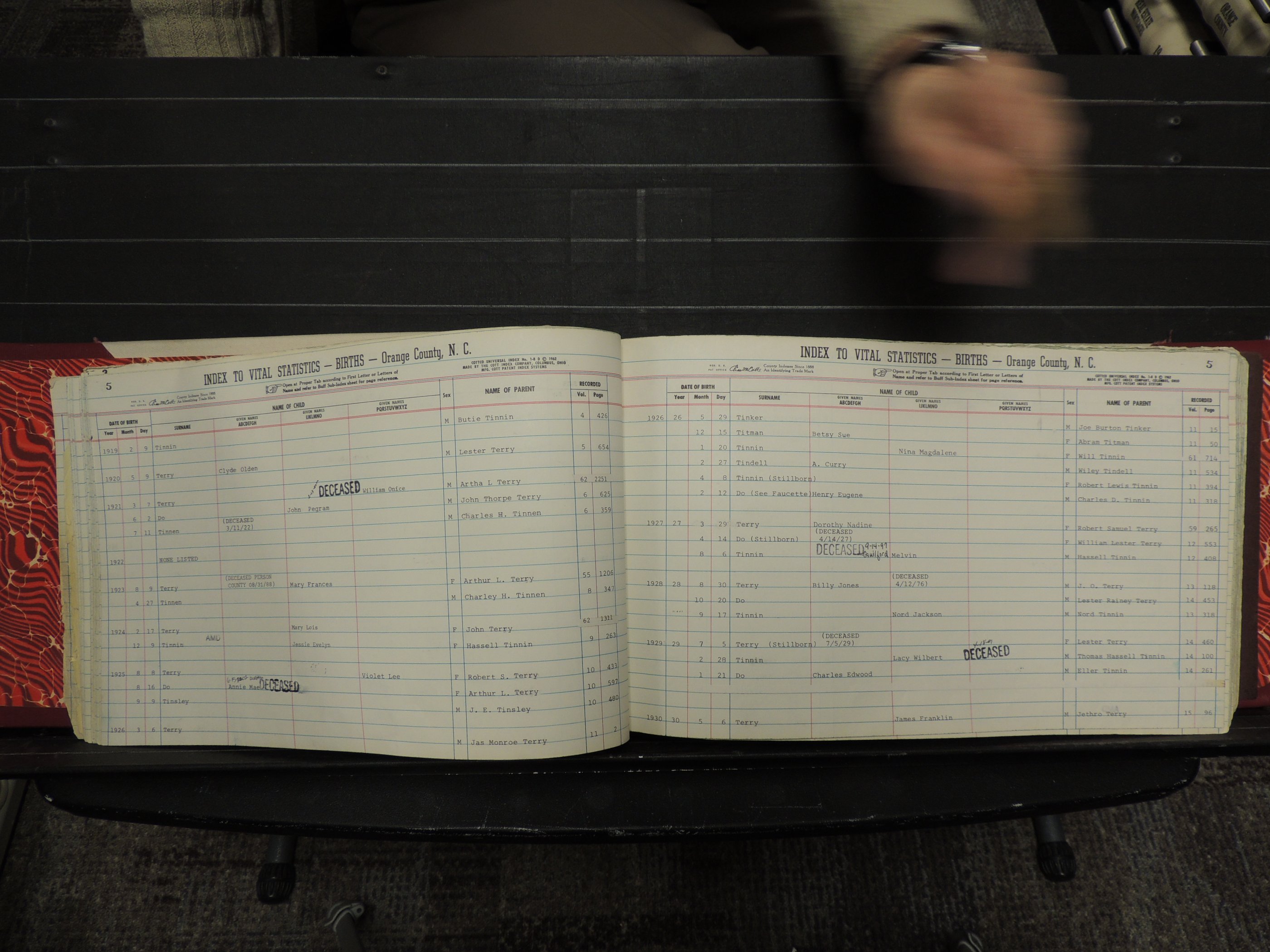 Orange Co, NC, Births, T-Z, 1913-1978 (116).JPG