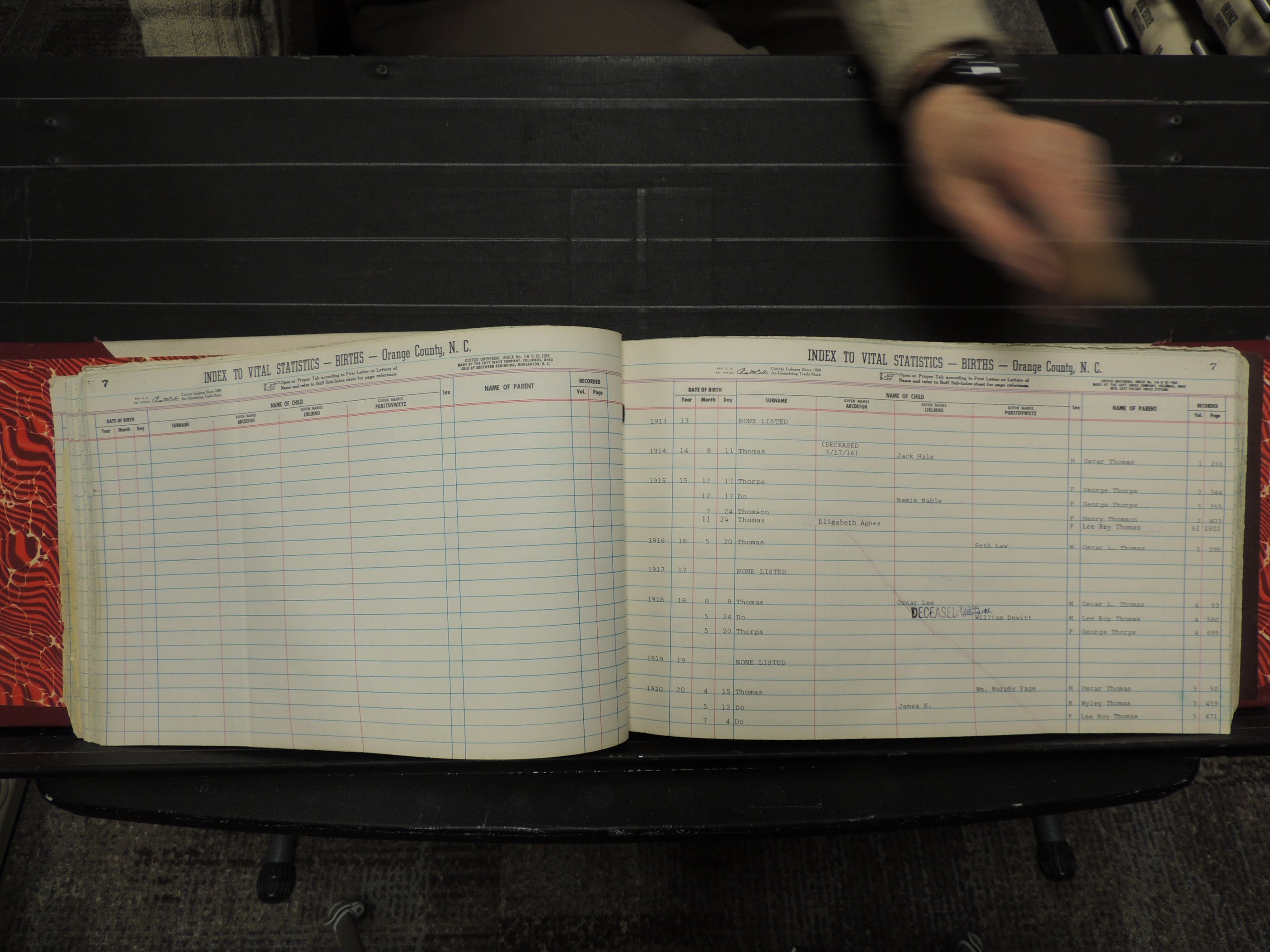 Orange Co, NC, Births, T-Z, 1913-1978 (122).JPG