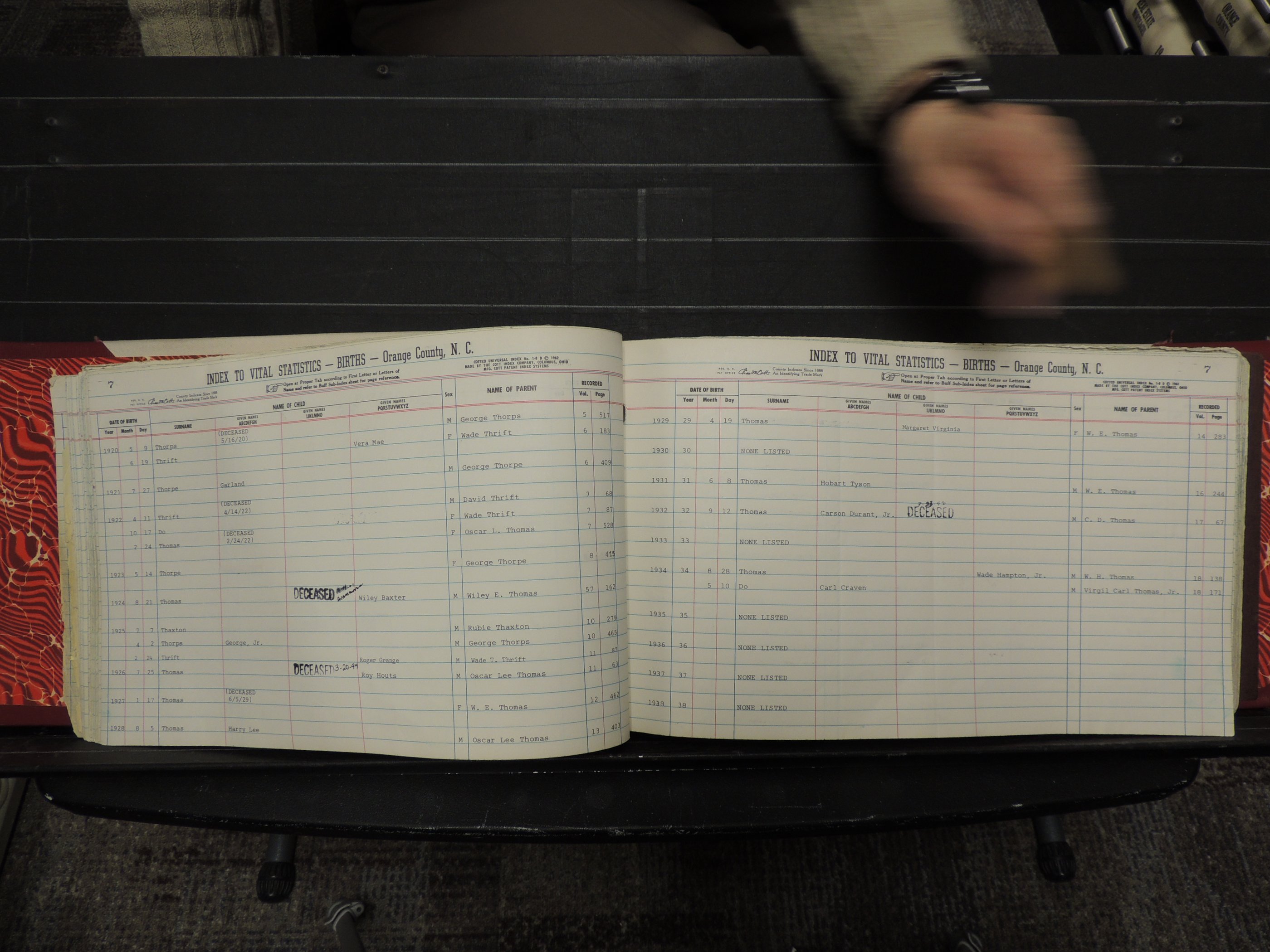 Orange Co, NC, Births, T-Z, 1913-1978 (123).JPG