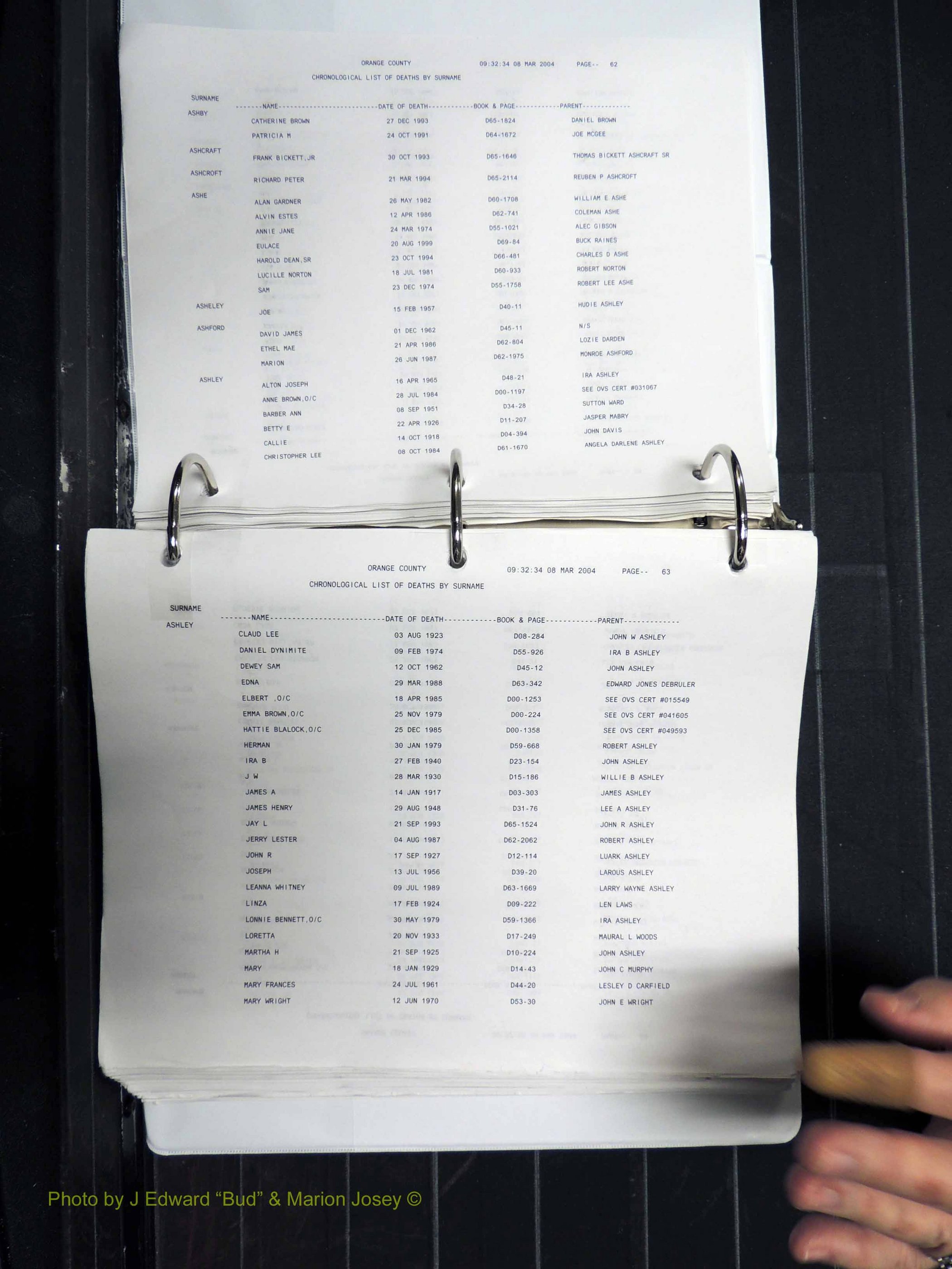 Orange Co, NC, Death Index, A-G, 1913-1998 (132).JPG