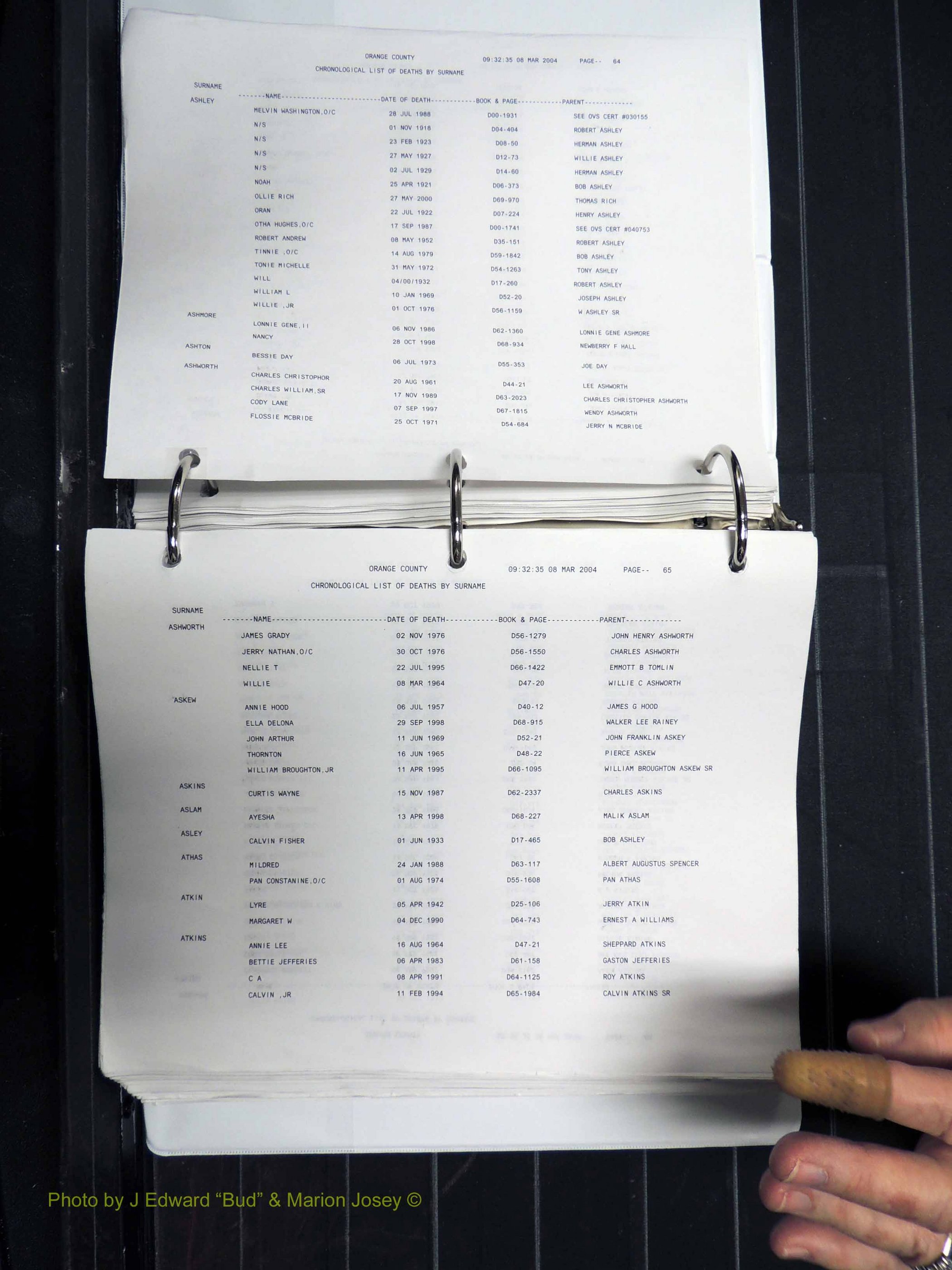 Orange Co, NC, Death Index, A-G, 1913-1998 (133).JPG