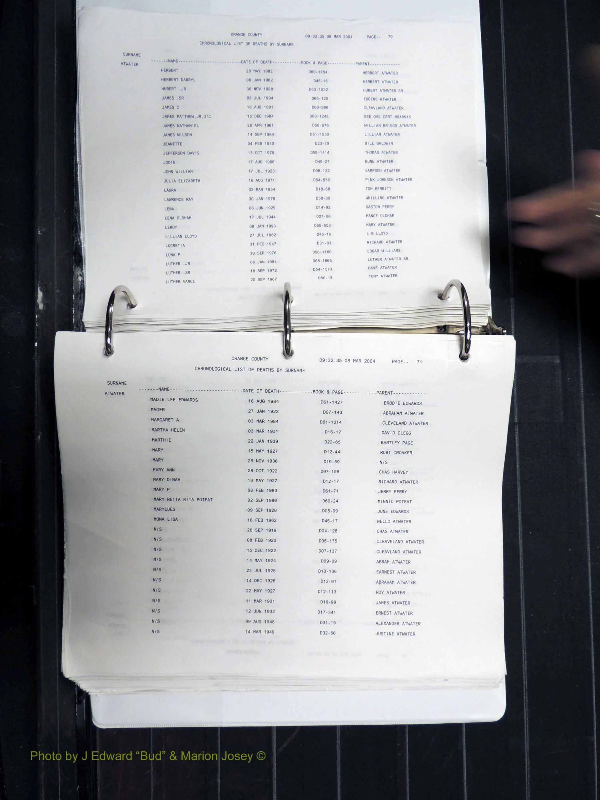 Orange Co, NC, Death Index, A-G, 1913-1998 (136).JPG