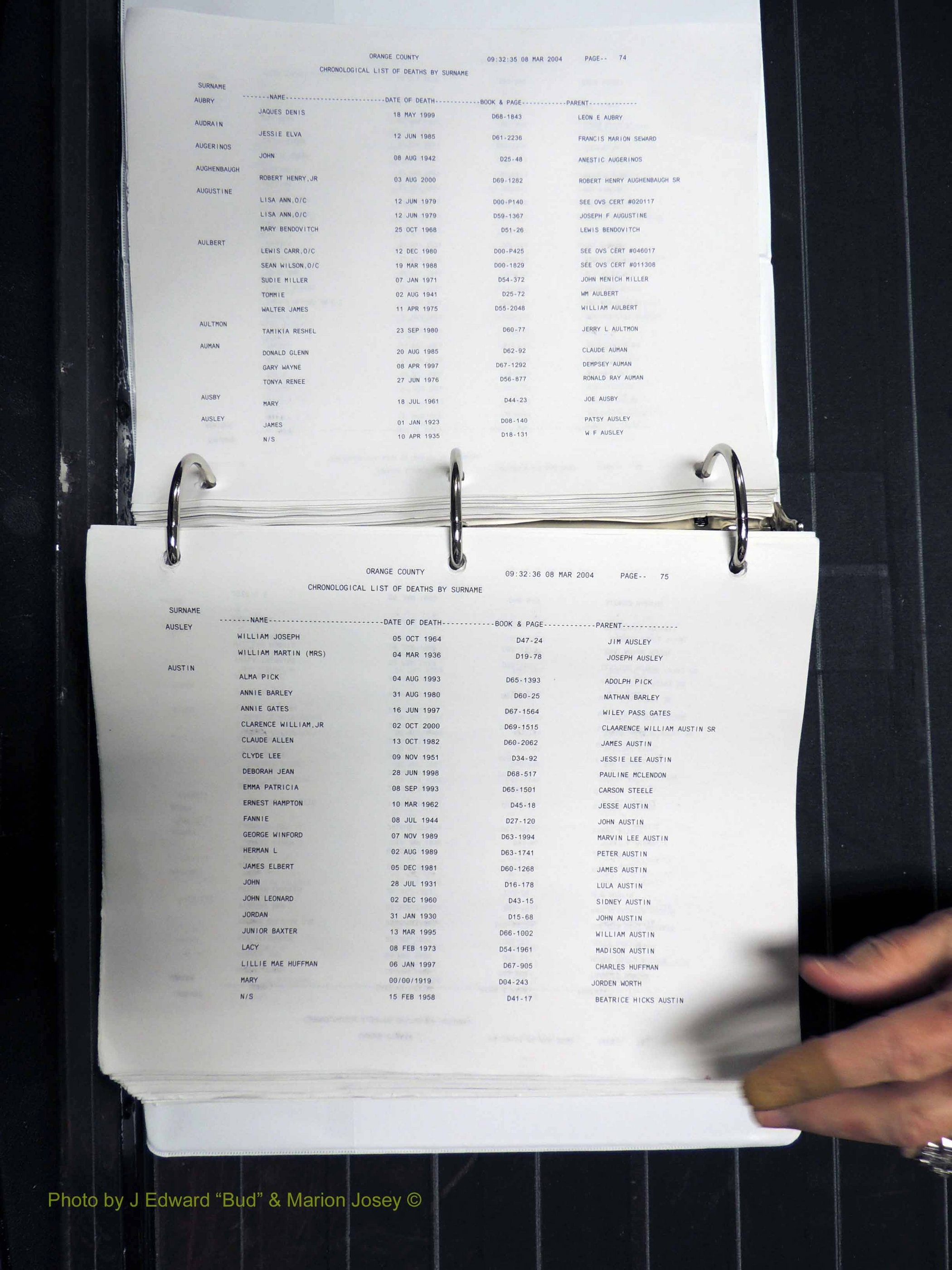 Orange Co, NC, Death Index, A-G, 1913-1998 (138).JPG