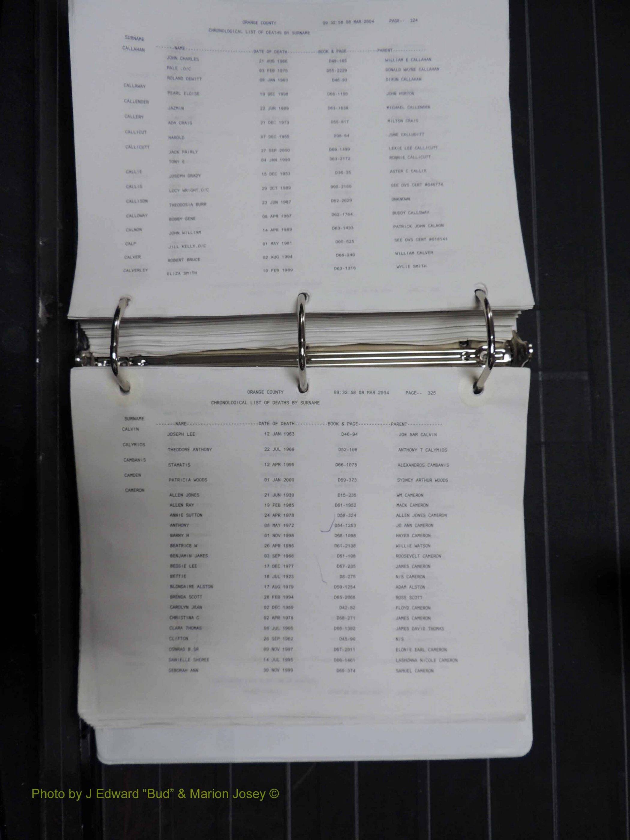 Orange Co, NC, Death Index, A-G, 1913-1998 (267).JPG