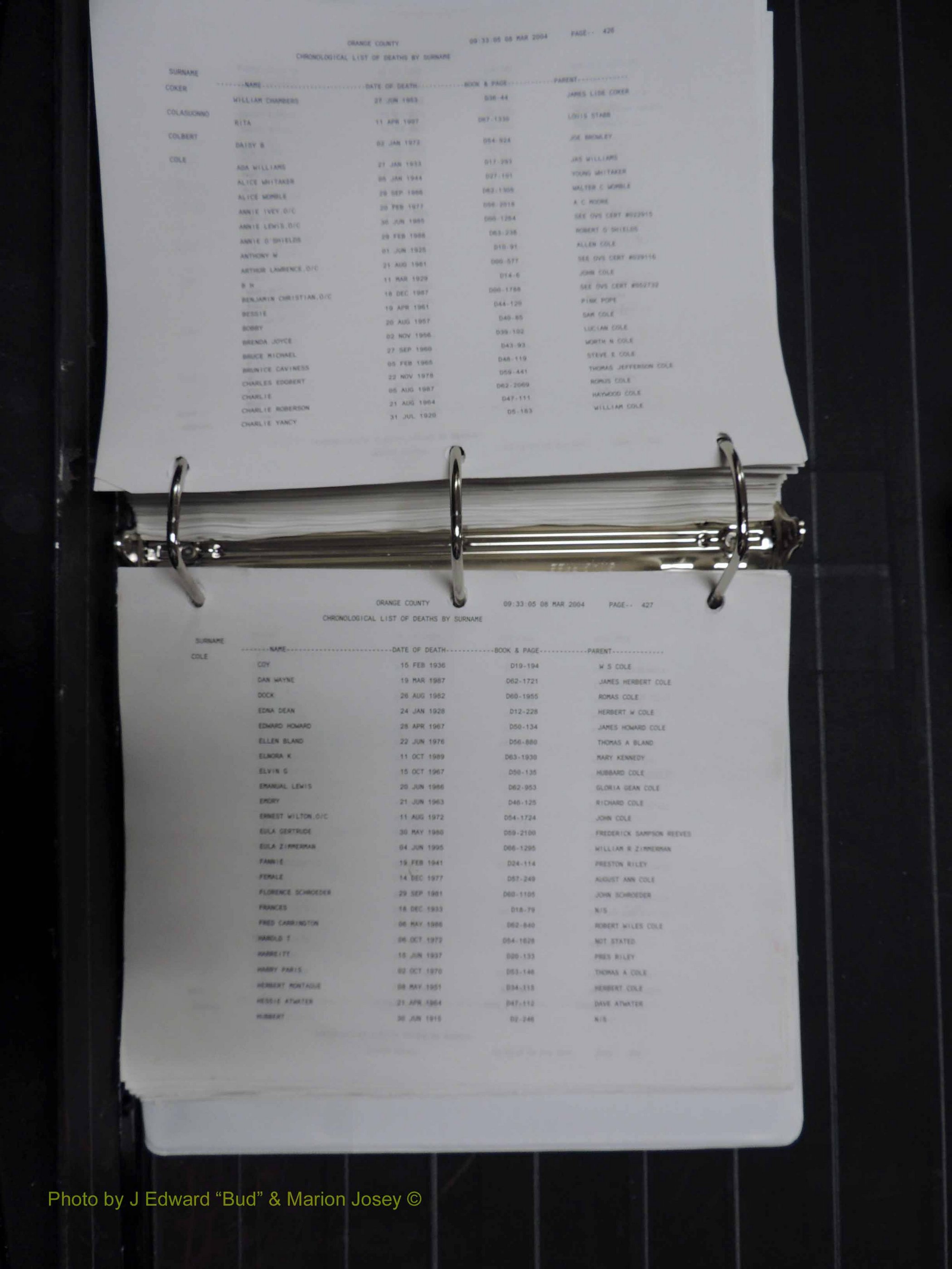 Orange Co, NC, Death Index, A-G, 1913-1998 (318).JPG