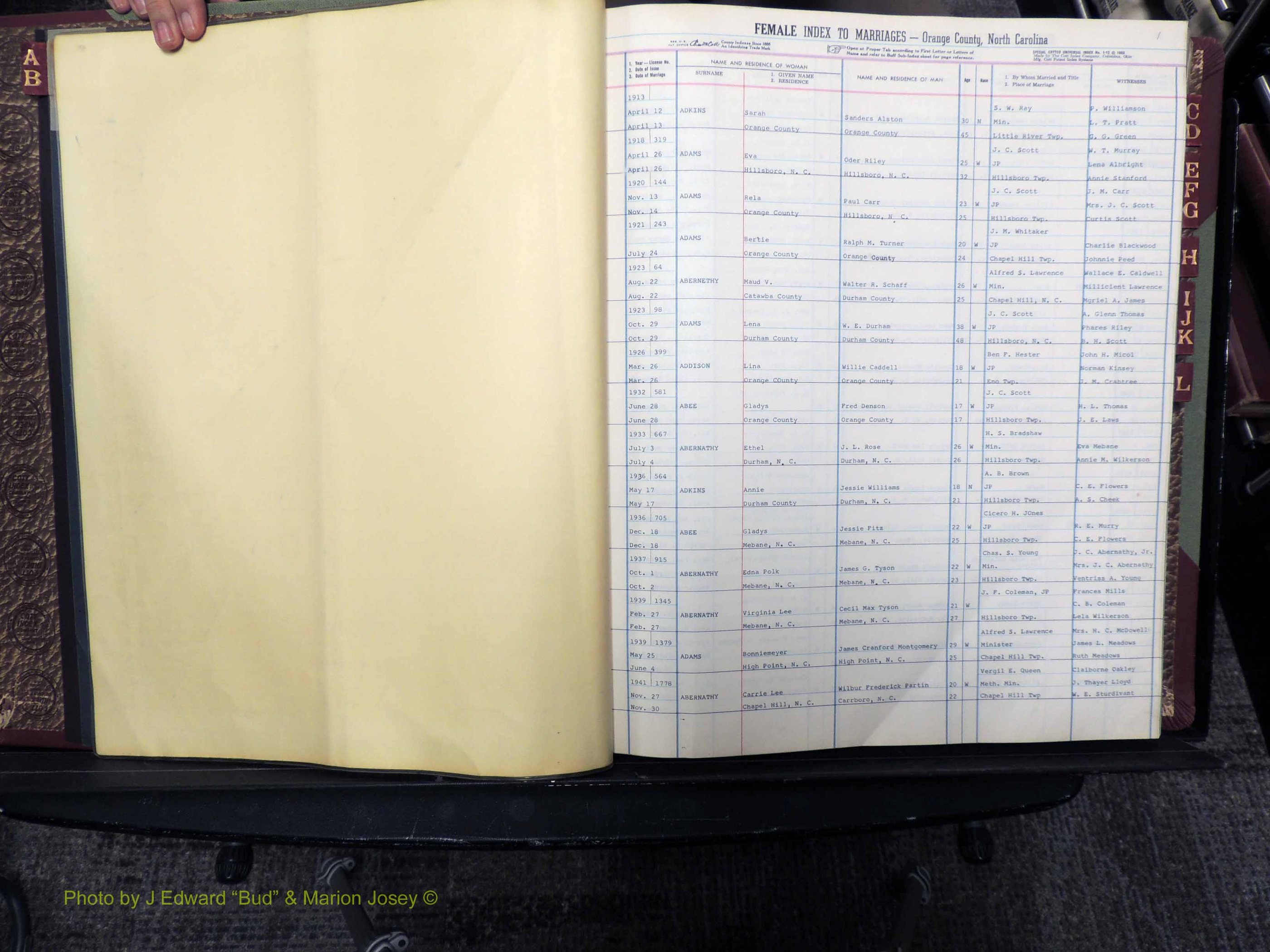 Orange Co, NC, Marriages, Female, A-L, 1911-1964 (102).JPG