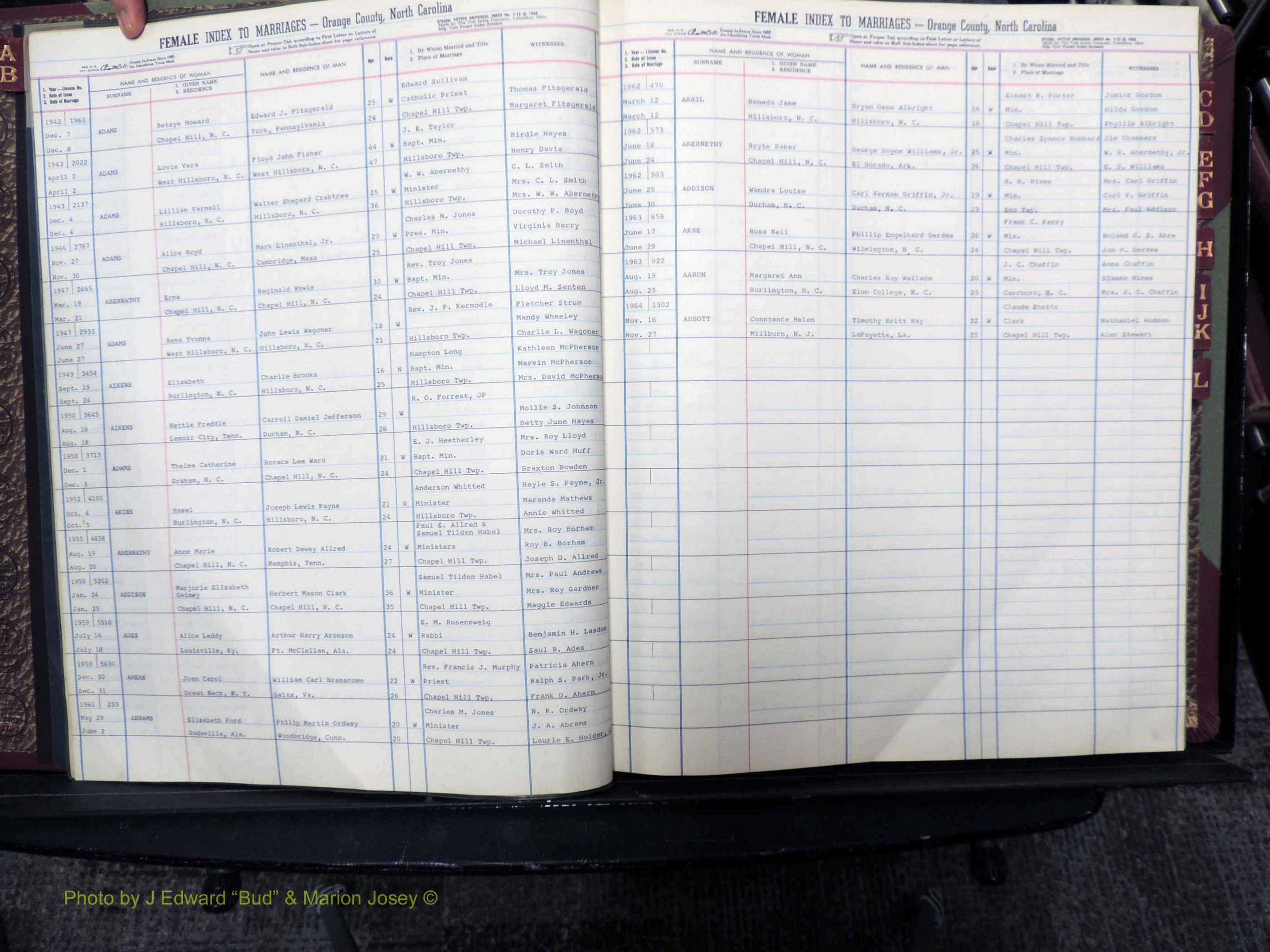 Orange Co, NC, Marriages, Female, A-L, 1911-1964 (103).JPG