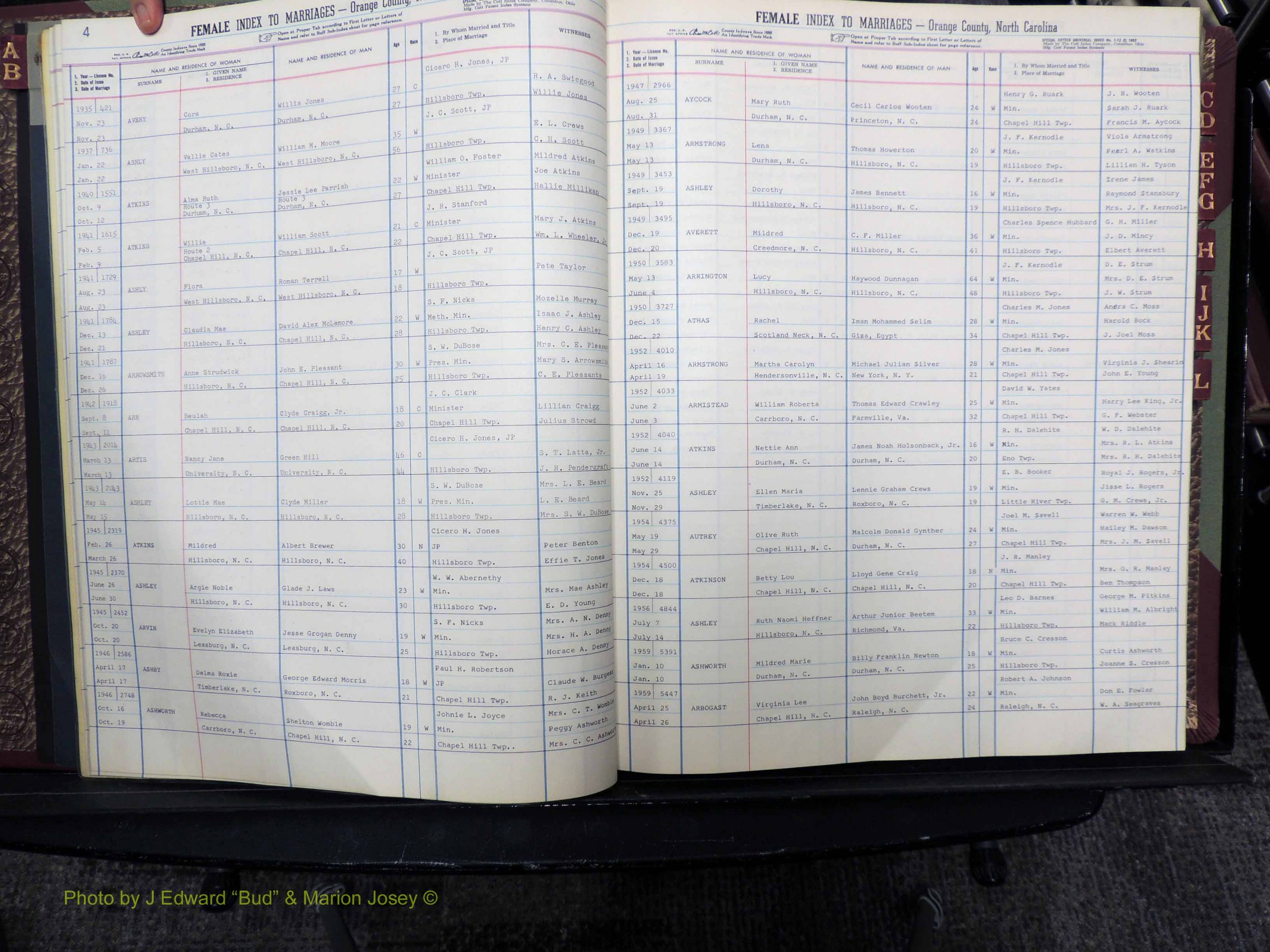 Orange Co, NC, Marriages, Female, A-L, 1911-1964 (109).JPG