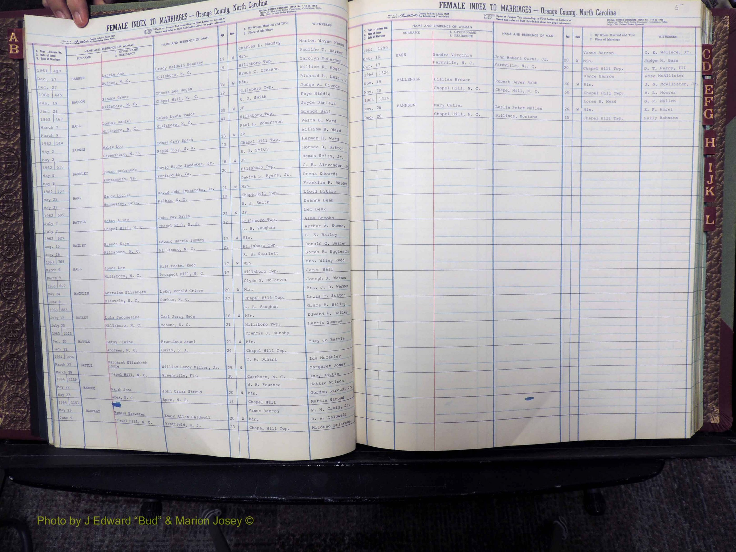 Orange Co, NC, Marriages, Female, A-L, 1911-1964 (114).JPG