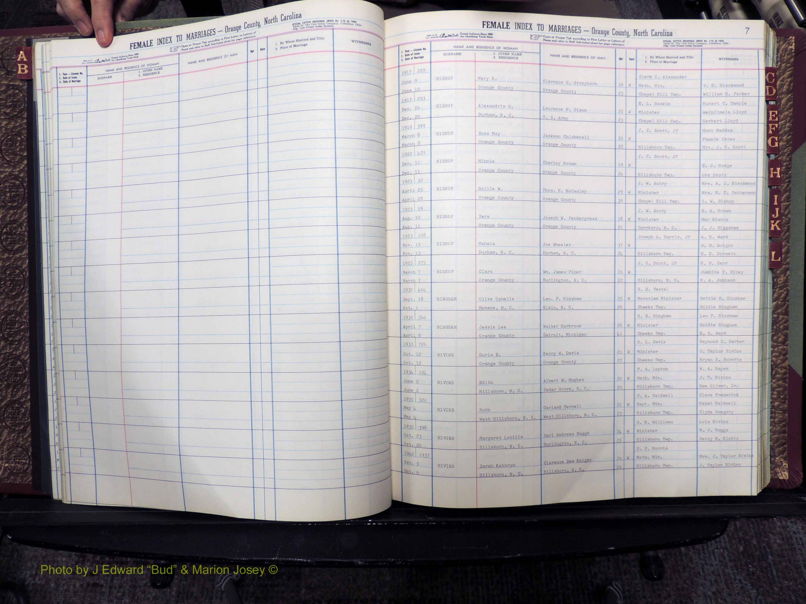 Orange Co, NC, Marriages, Female, A-L, 1911-1964 (119).JPG