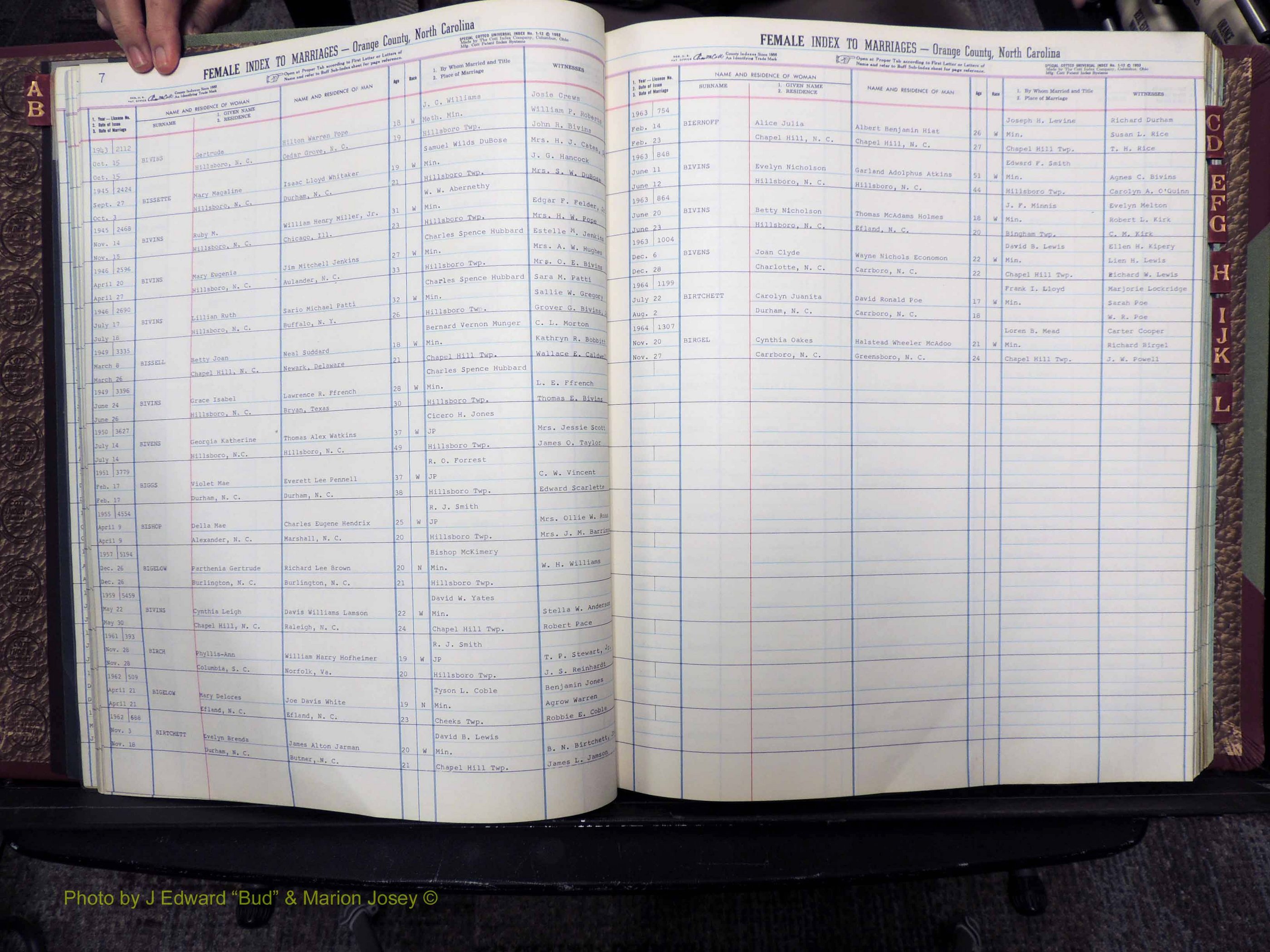 Orange Co, NC, Marriages, Female, A-L, 1911-1964 (120).JPG