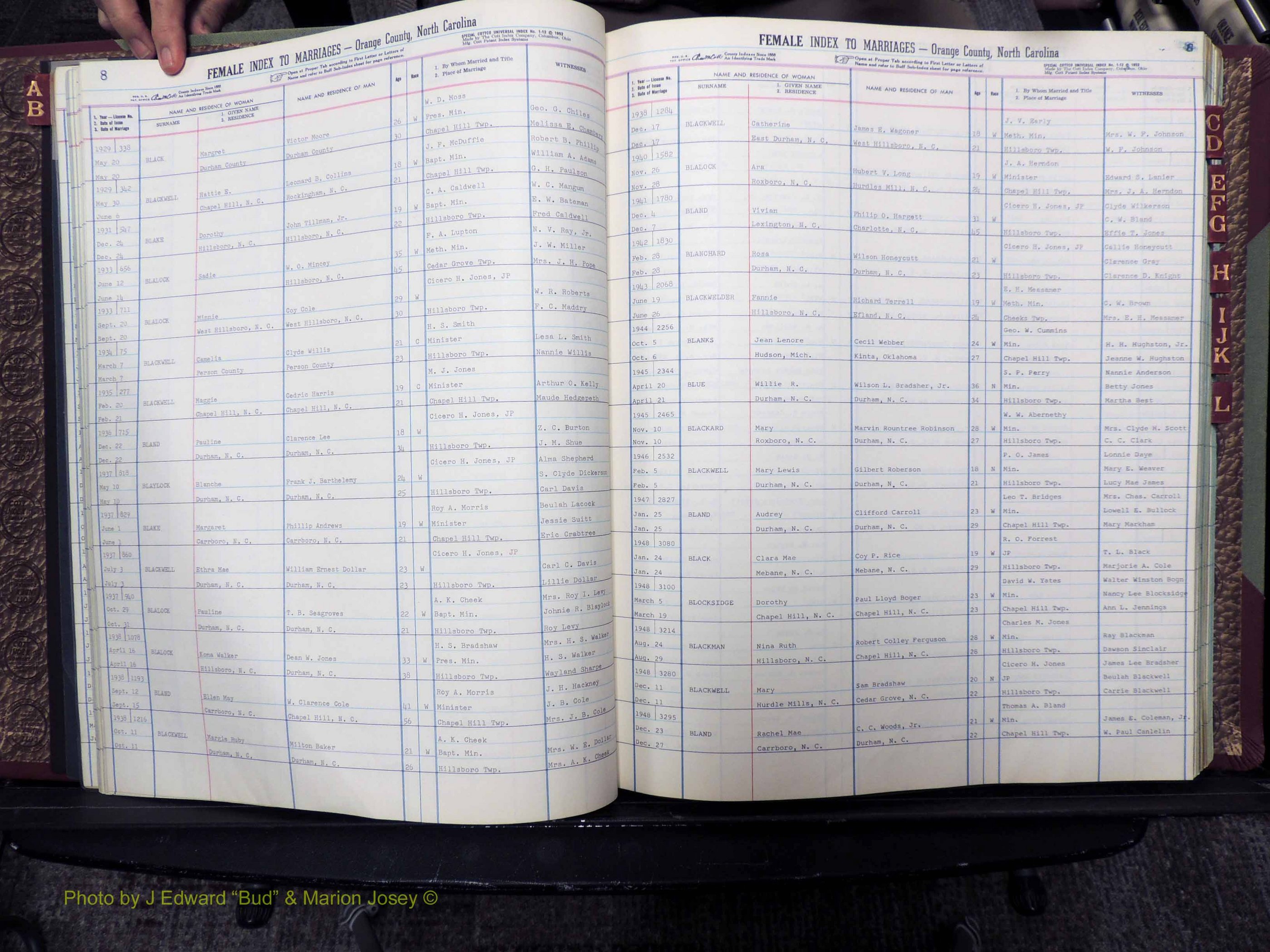 Orange Co, NC, Marriages, Female, A-L, 1911-1964 (122).JPG