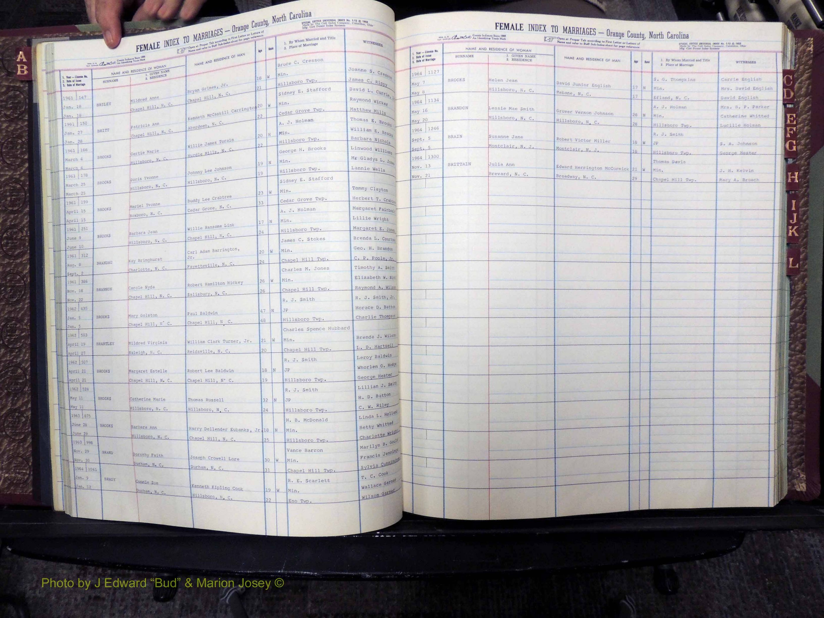 Orange Co, NC, Marriages, Female, A-L, 1911-1964 (132).JPG