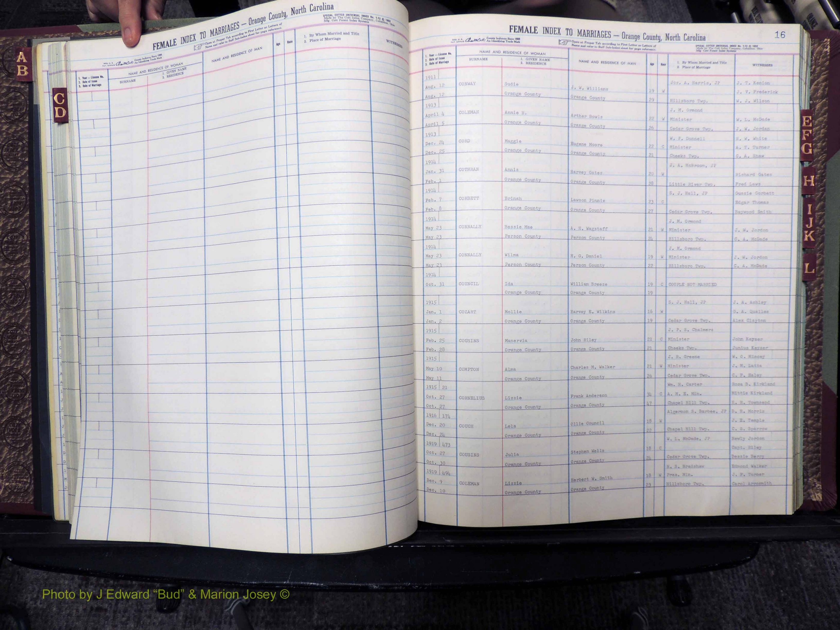 Orange Co, NC, Marriages, Female, A-L, 1911-1964 (151).JPG
