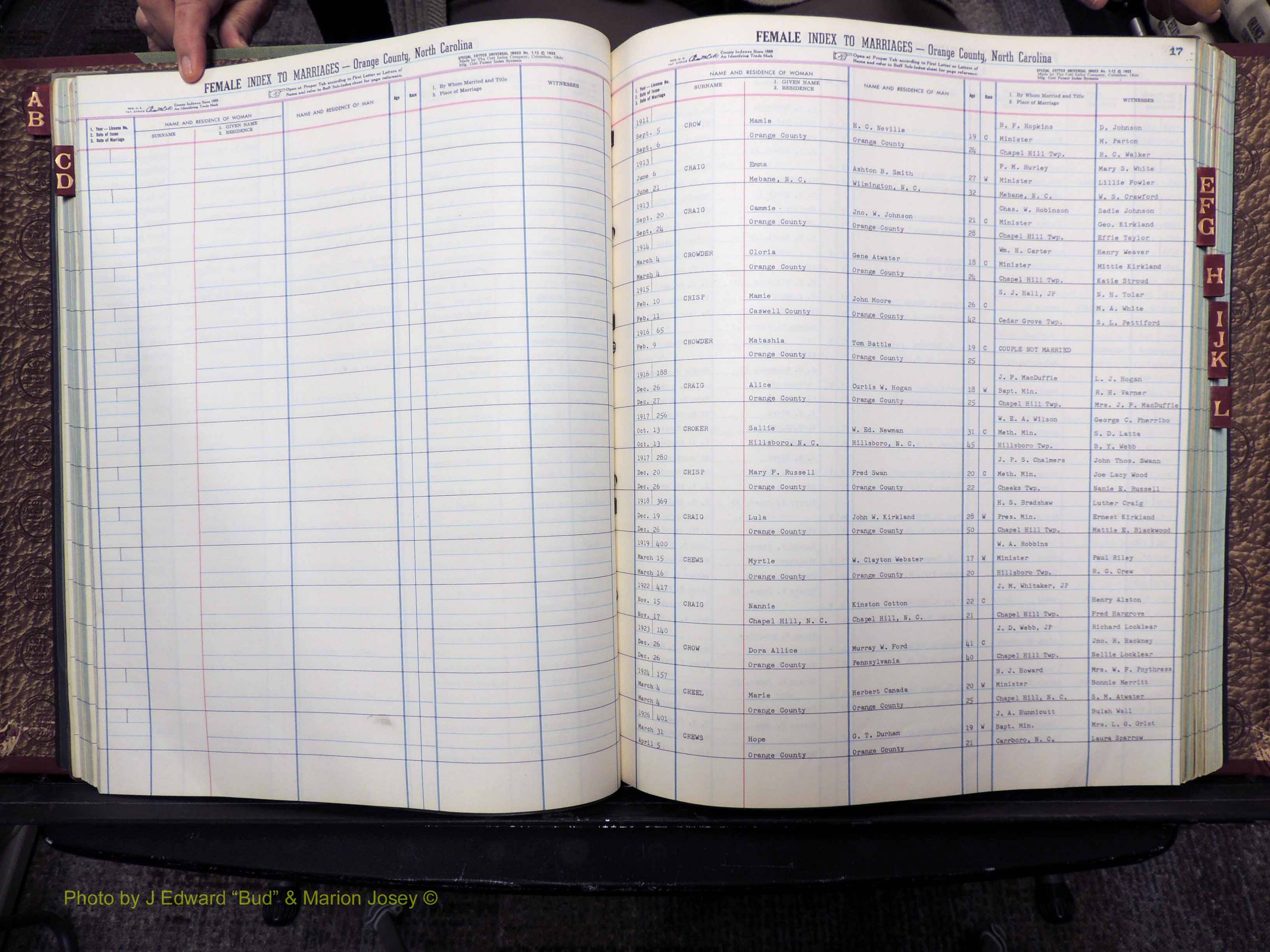 Orange Co, NC, Marriages, Female, A-L, 1911-1964 (158).JPG