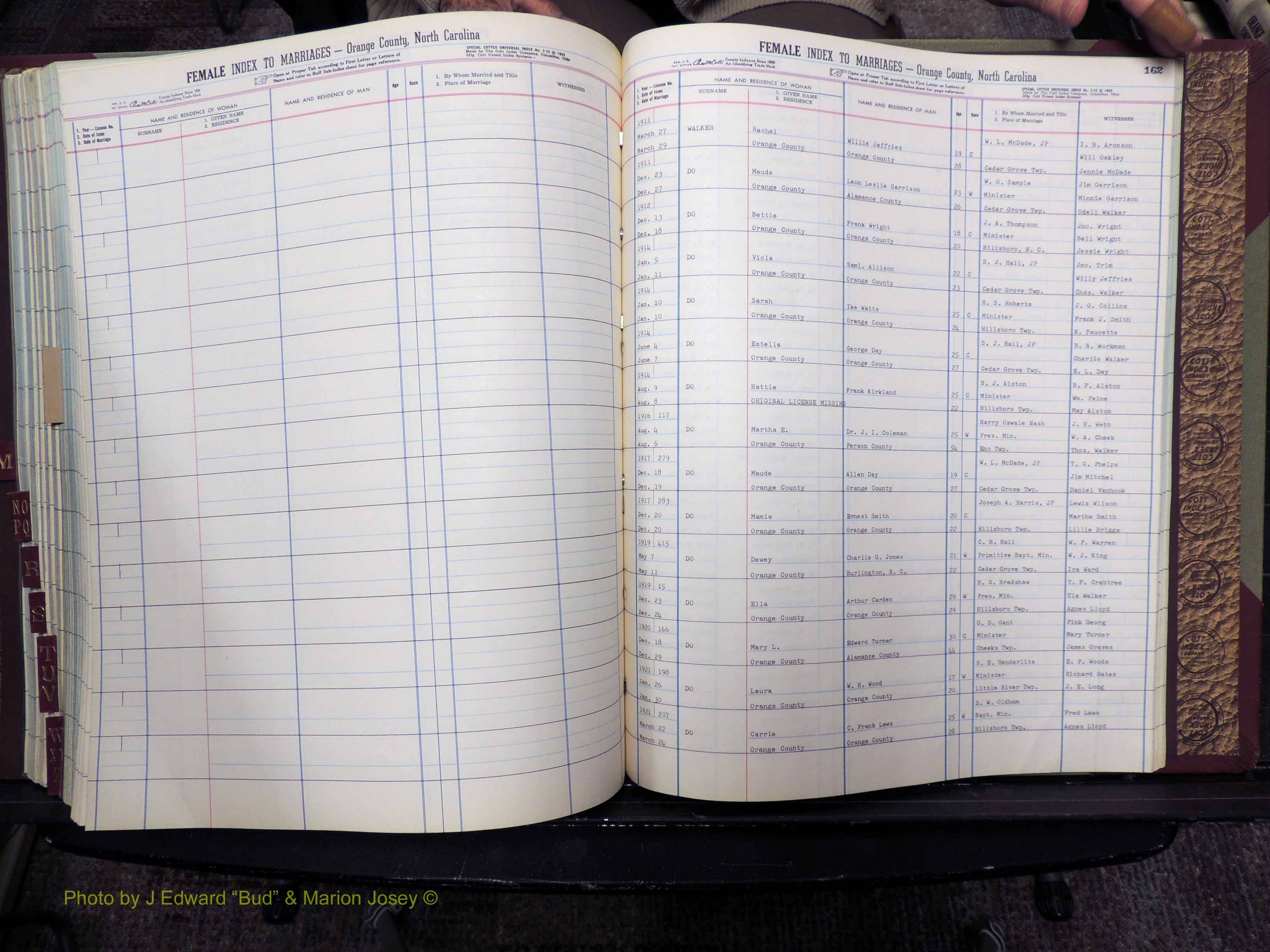 Orange Co, NC, Marriages, Female, A-L, 1911-1964 (508).JPG