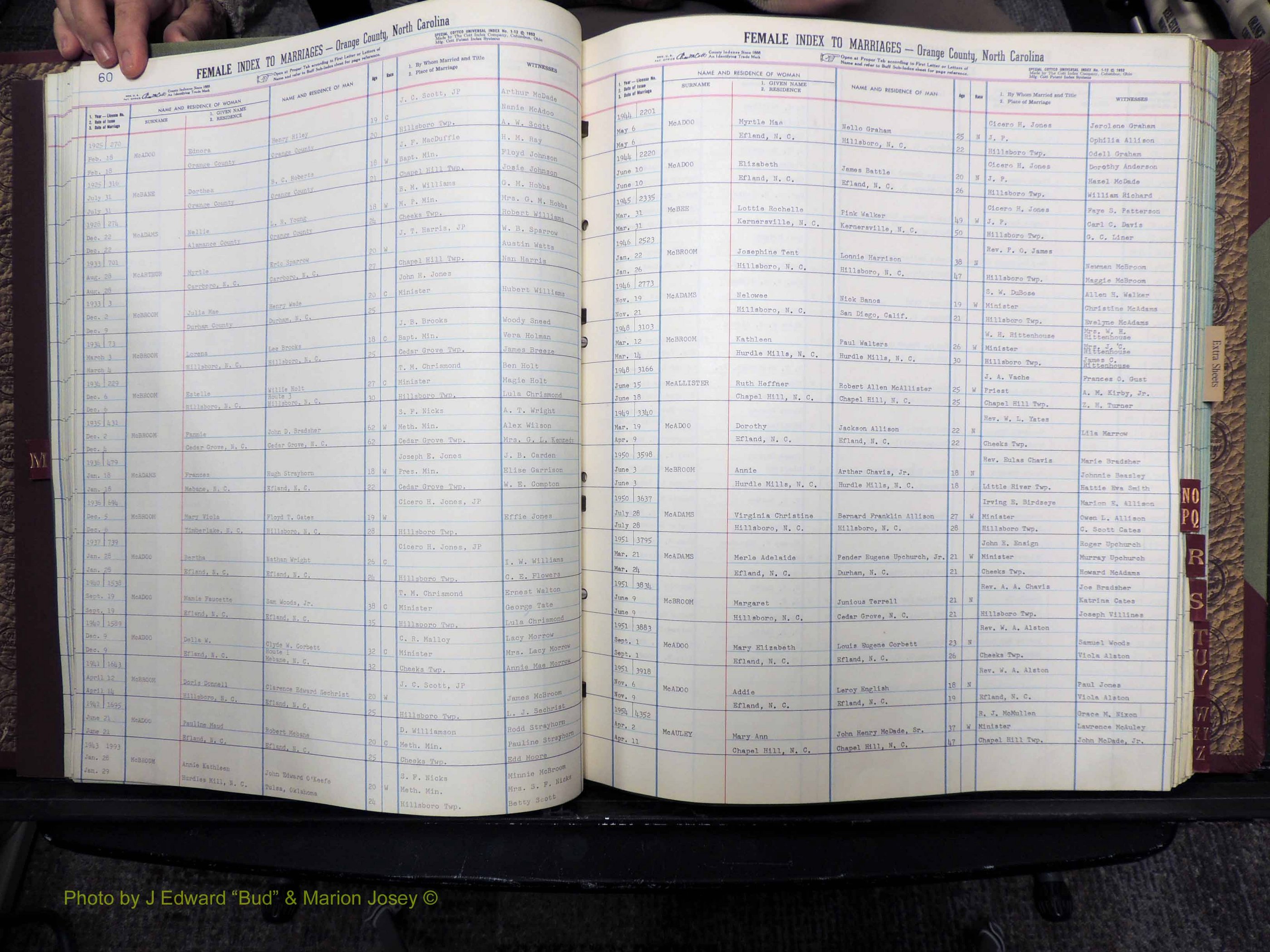 Orange Co, NC, Marriages, Female Index, M-Z, 1911-1964 (119).JPG