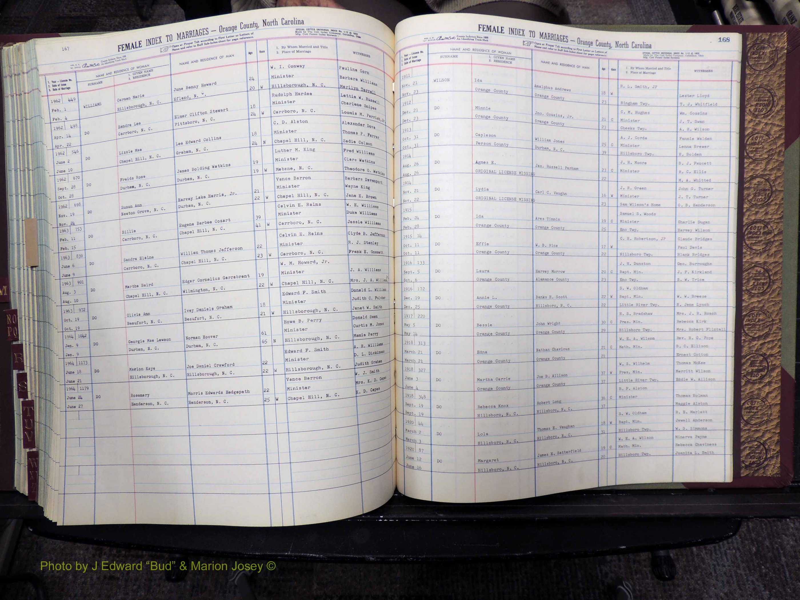 Orange Co, NC, Marriages, Female Index, M-Z, 1911-1964 (296).JPG