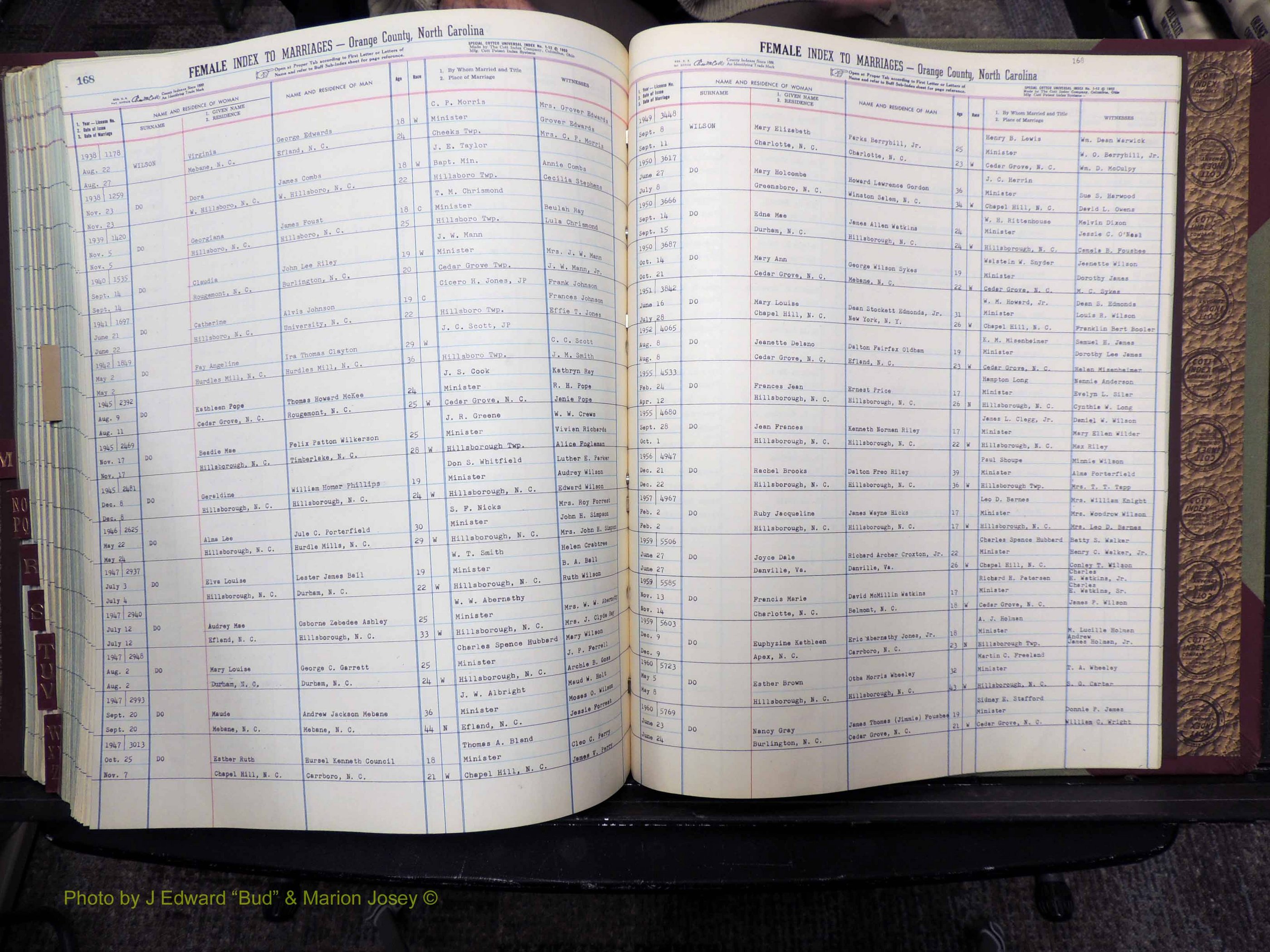 Orange Co, NC, Marriages, Female Index, M-Z, 1911-1964 (298).JPG