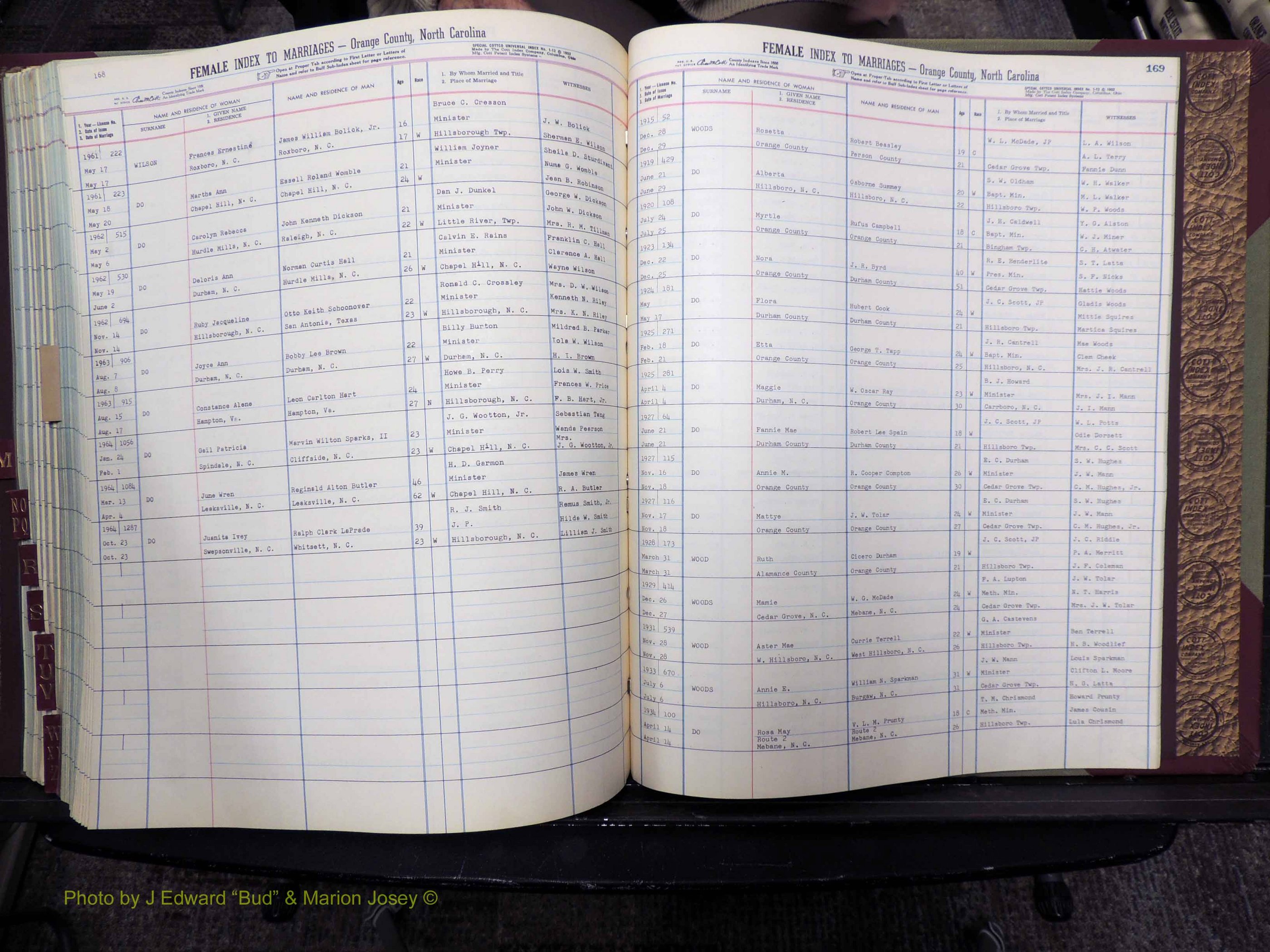 Orange Co, NC, Marriages, Female Index, M-Z, 1911-1964 (299).JPG