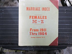 Orange Co, NC, Marriages, Female Index, M-Z, 1911-1964 (100).JPG