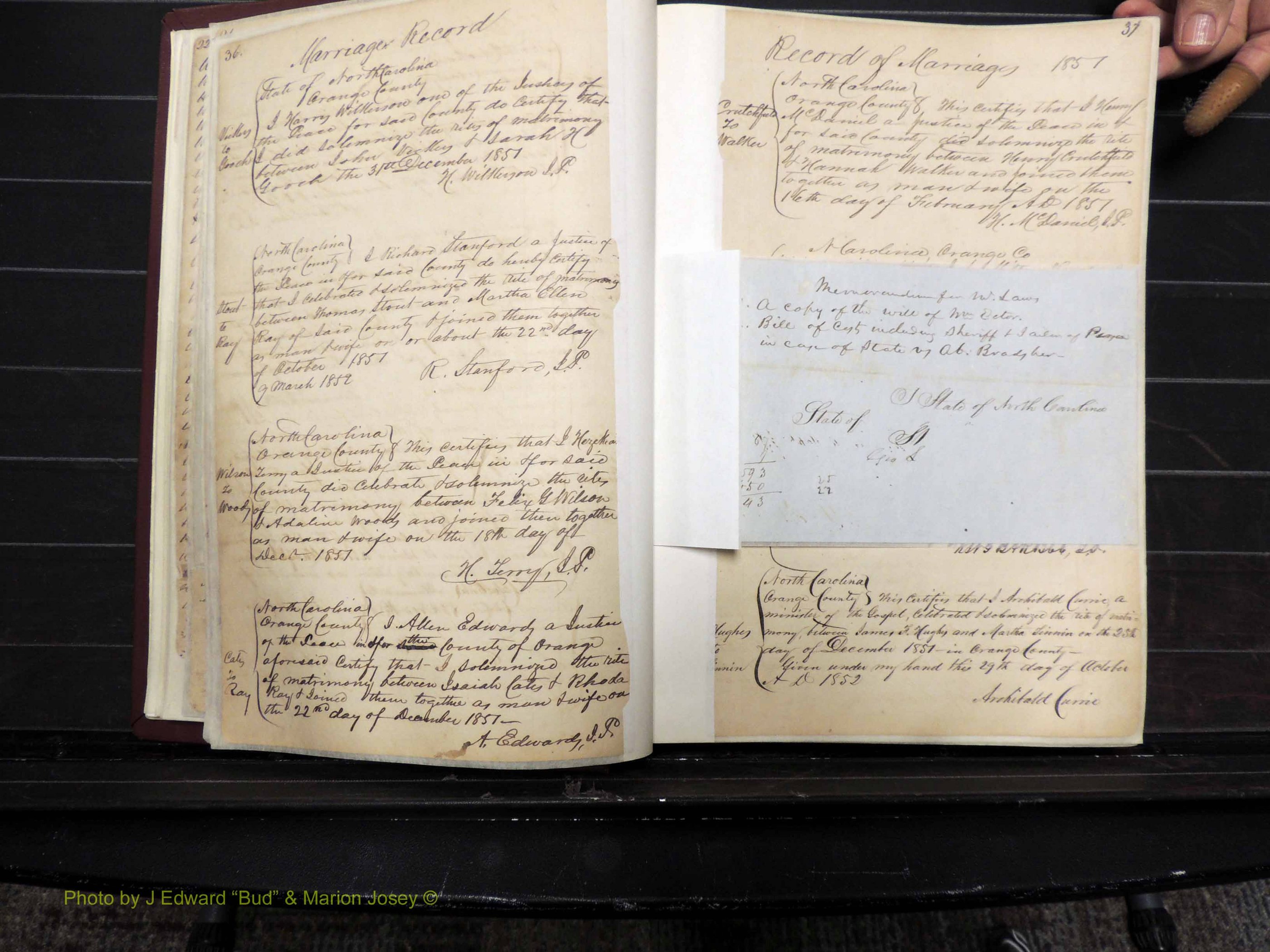Orange Co, NC, Marriages, Male & Female, 1851-1867 (129).JPG