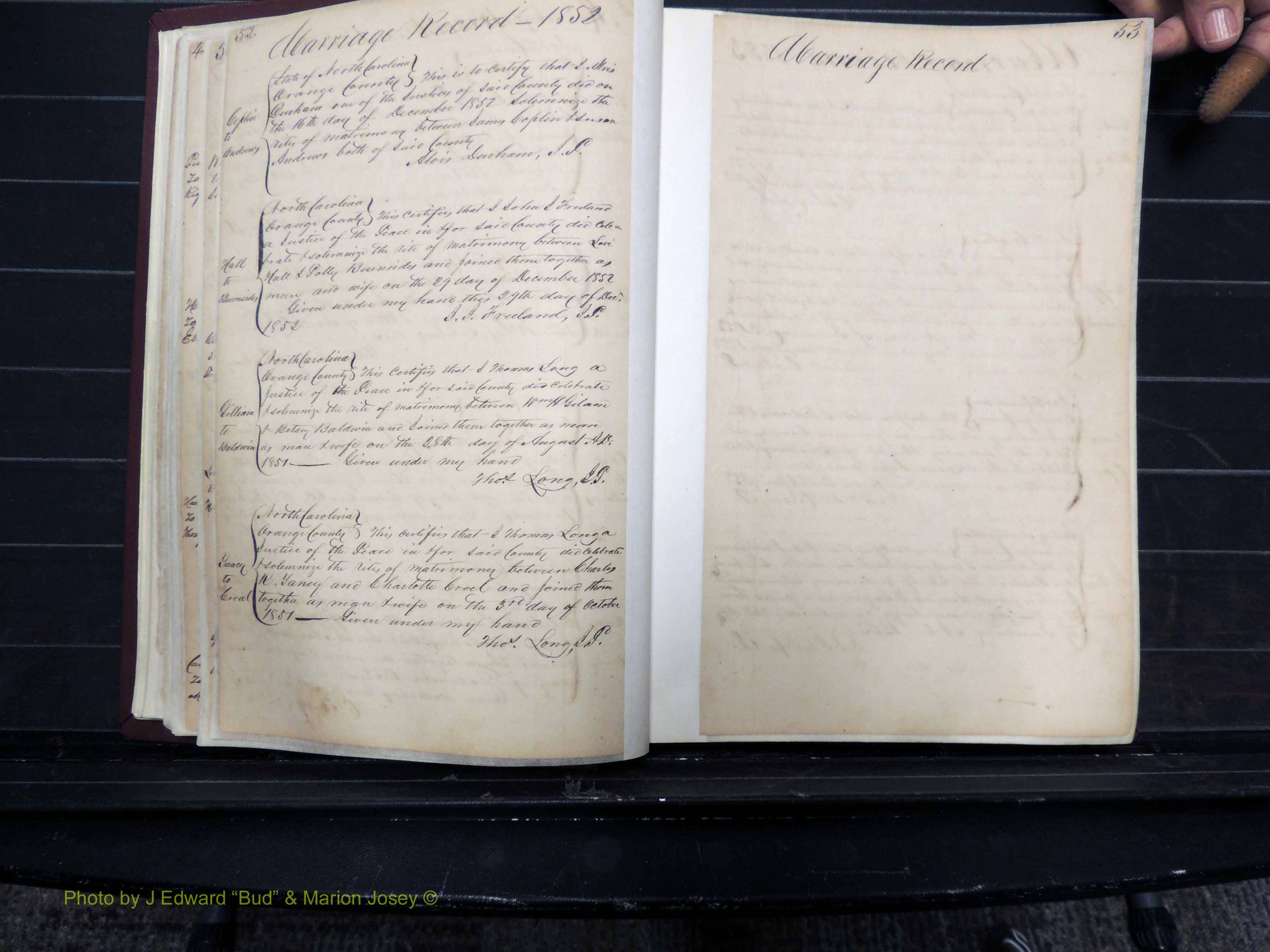 Orange Co, NC, Marriages, Male & Female, 1851-1867 (138).JPG