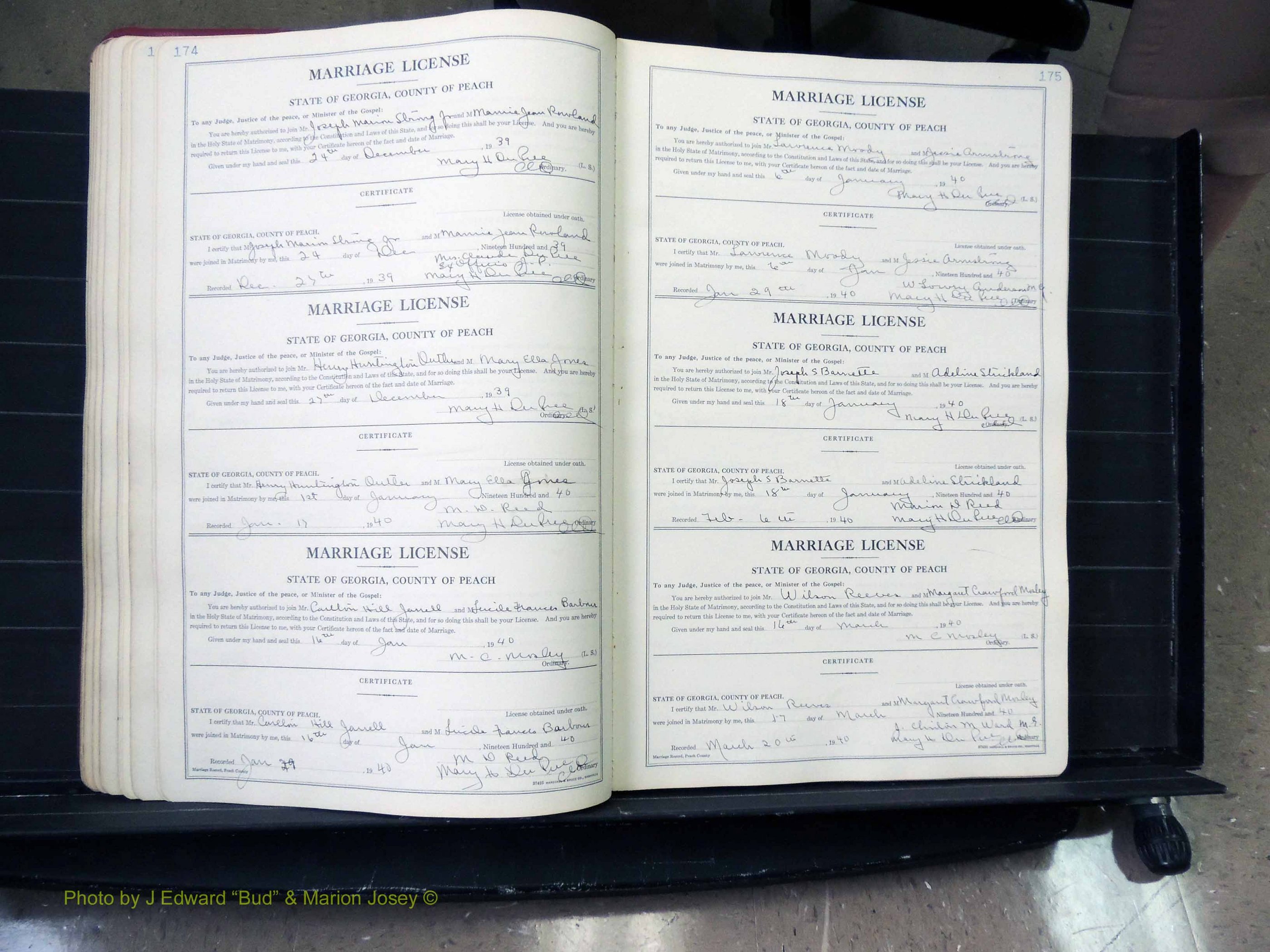 Peach Co, GA, Marriages, Book A, 1926-1960 pg 174-175.JPG