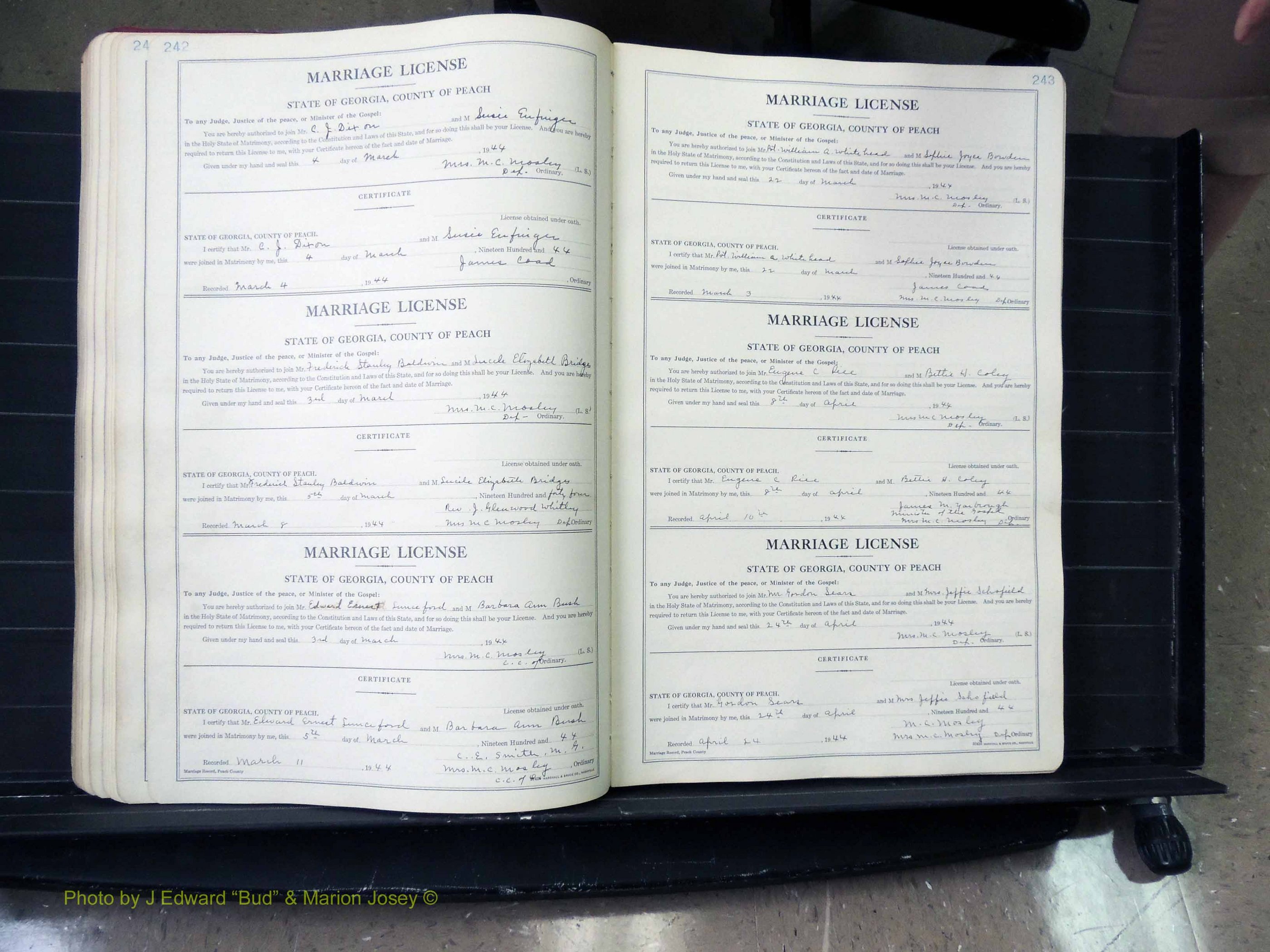 Peach Co, GA, Marriages, Book A, 1926-1960 pg 242-243.JPG