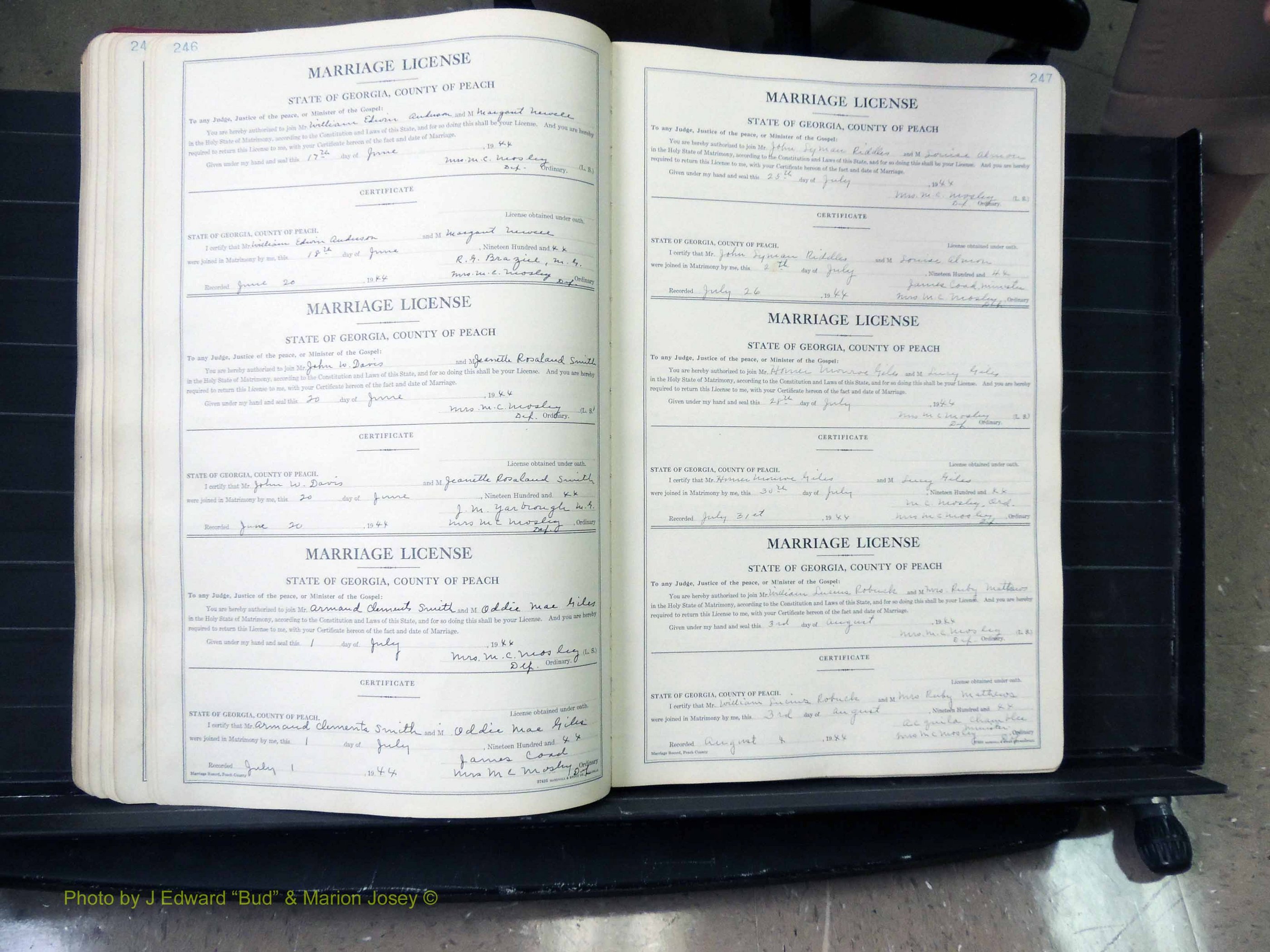 Peach Co, GA, Marriages, Book A, 1926-1960 pg 246-247.JPG