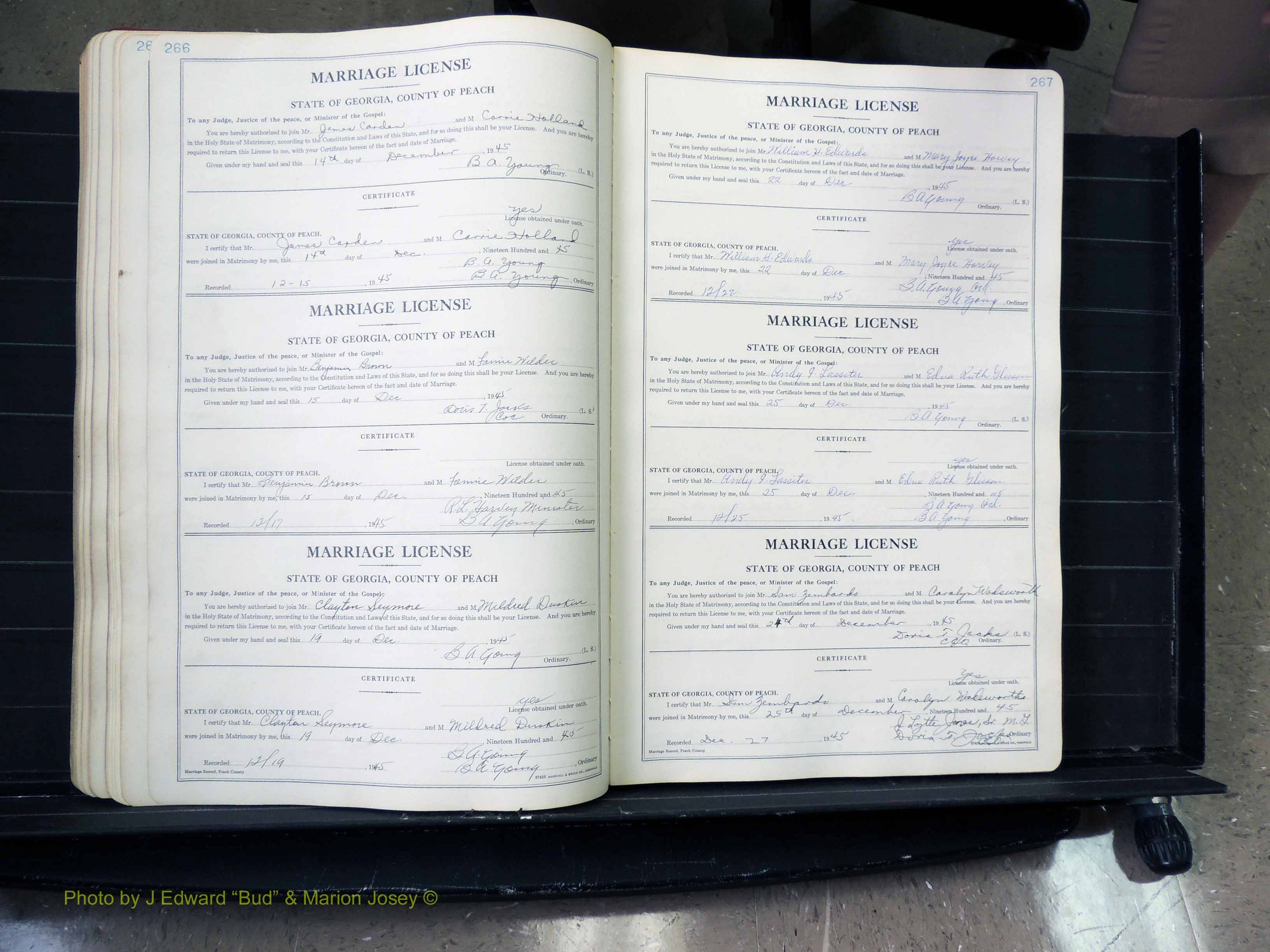 Peach Co, GA, Marriages, Book A, 1926-1960 pg 266-267.JPG