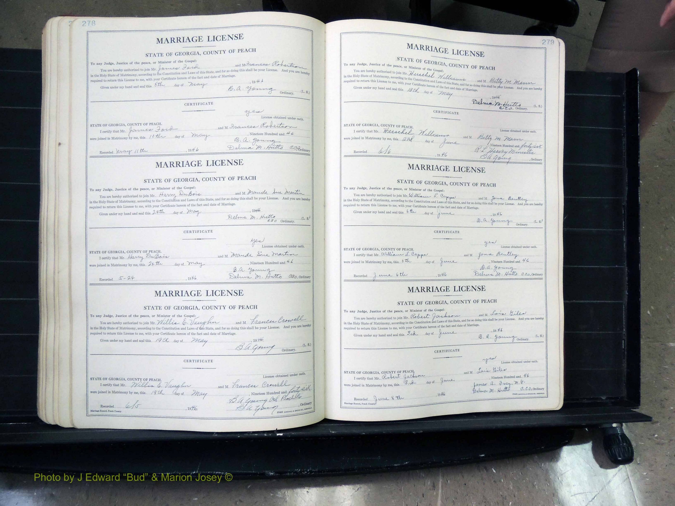 Peach Co, GA, Marriages, Book A, 1926-1960 pg 278-279.JPG