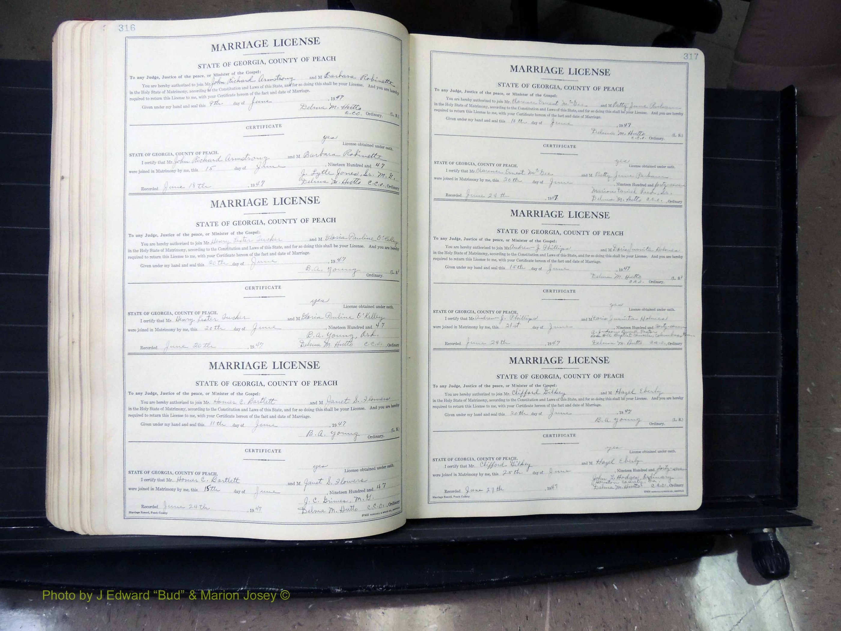 Peach Co, GA, Marriages, Book A, 1926-1960 pg 316-317.JPG