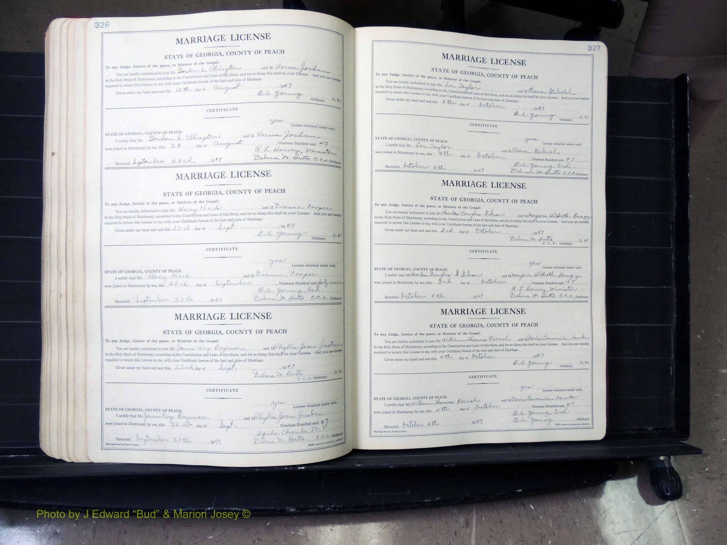 Peach Co, GA, Marriages, Book A, 1926-1960 pg 326-327.JPG