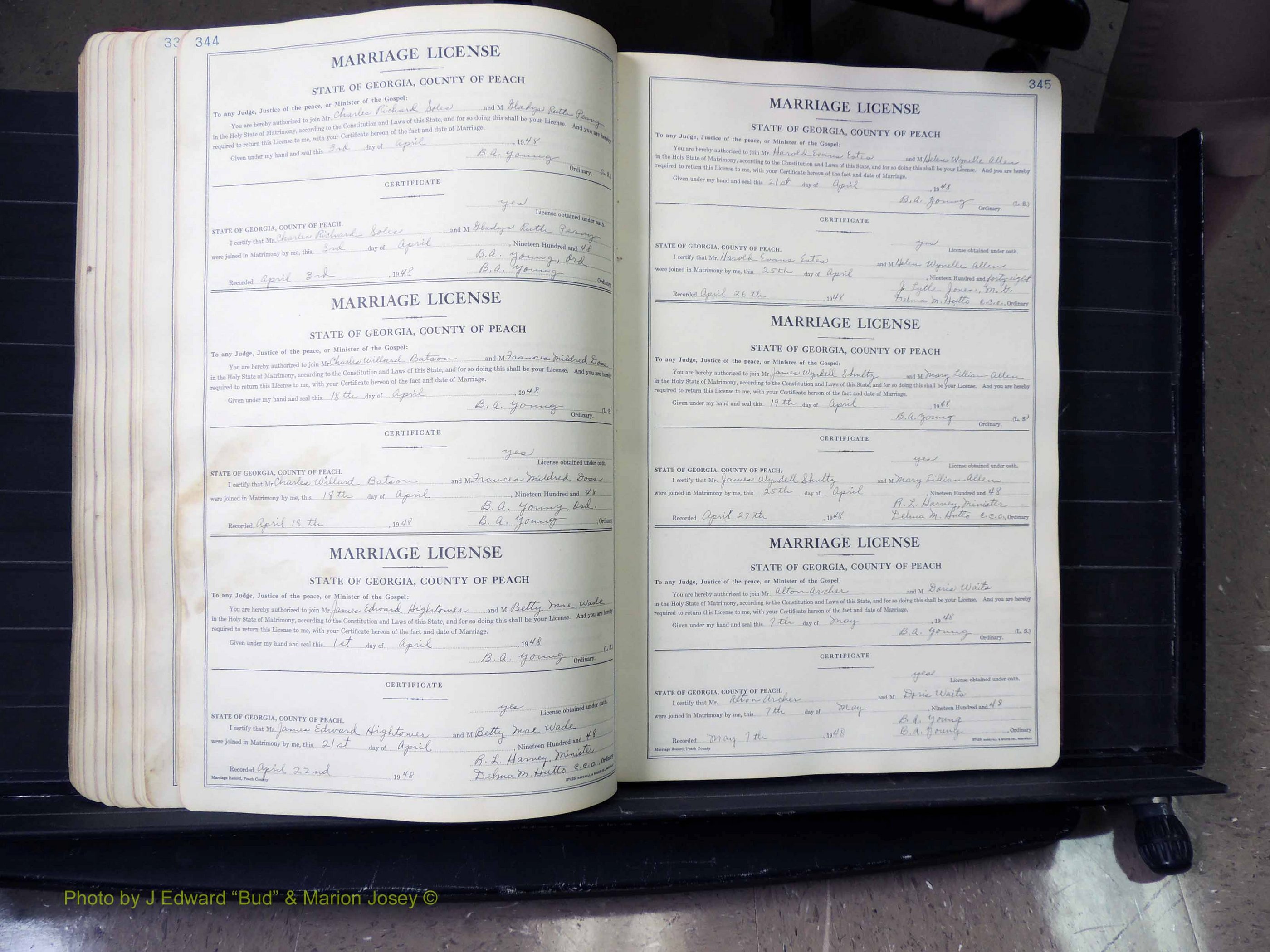 Peach Co, GA, Marriages, Book A, 1926-1960 pg 344-345.JPG