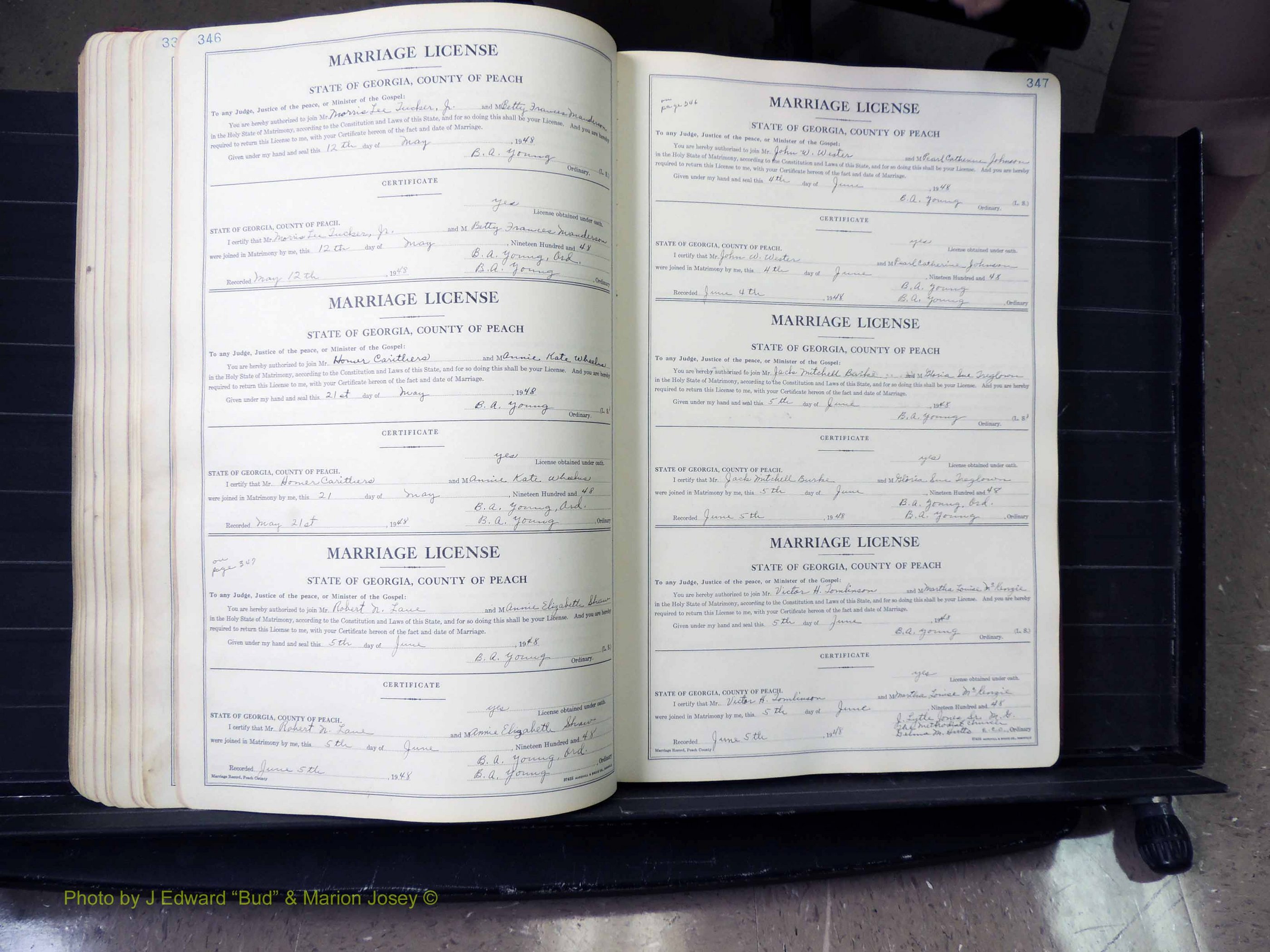 Peach Co, GA, Marriages, Book A, 1926-1960 pg 346-347.JPG