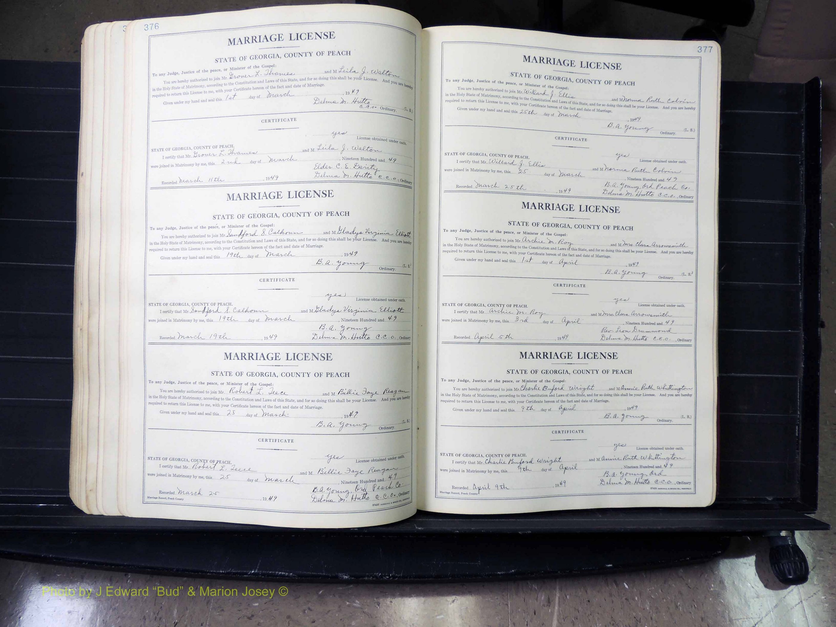 Peach Co, GA, Marriages, Book A, 1926-1960 pg 376-377.JPG