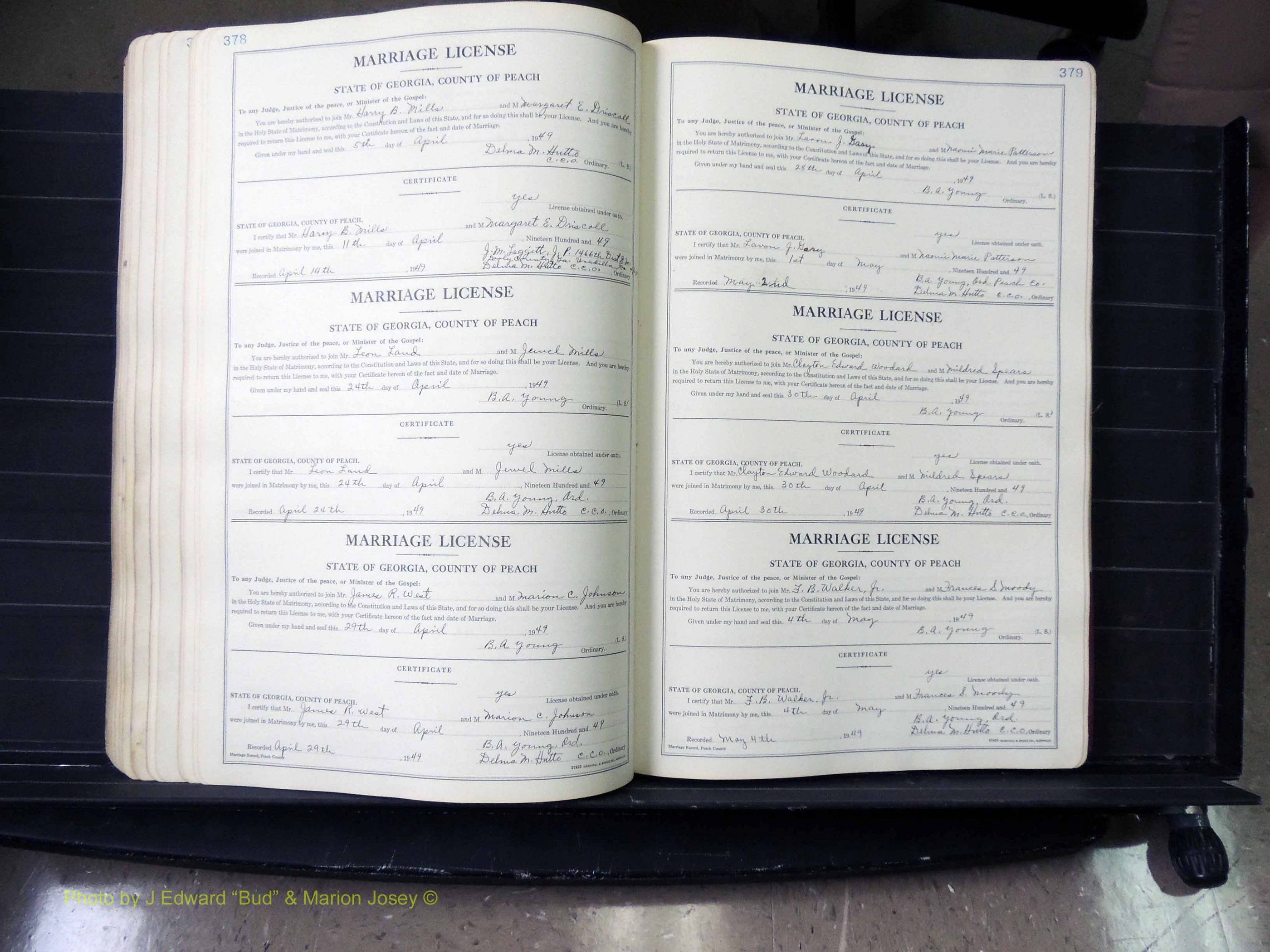Peach Co, GA, Marriages, Book A, 1926-1960 pg 378-379.JPG