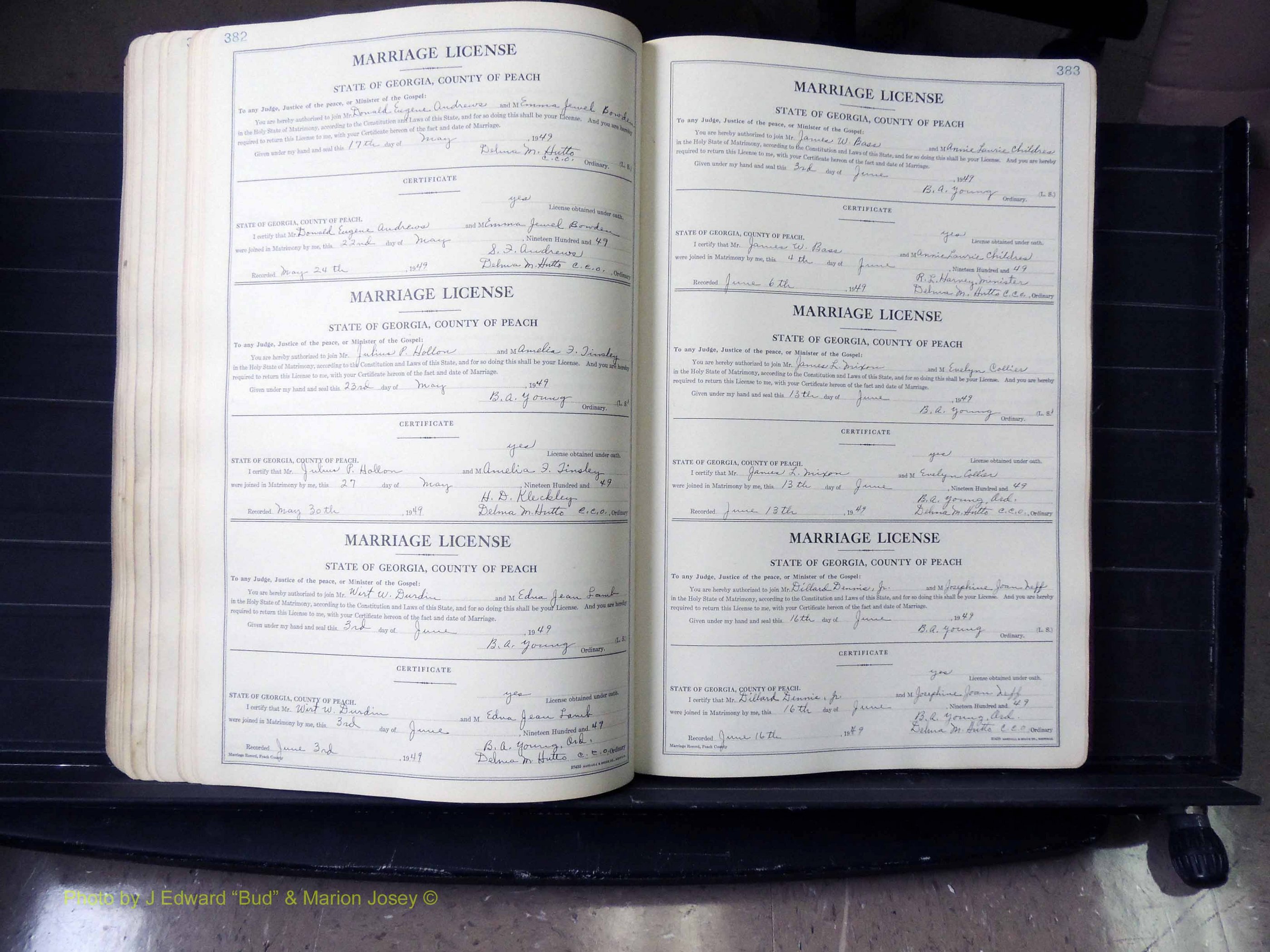 Peach Co, GA, Marriages, Book A, 1926-1960 pg 382-383.JPG
