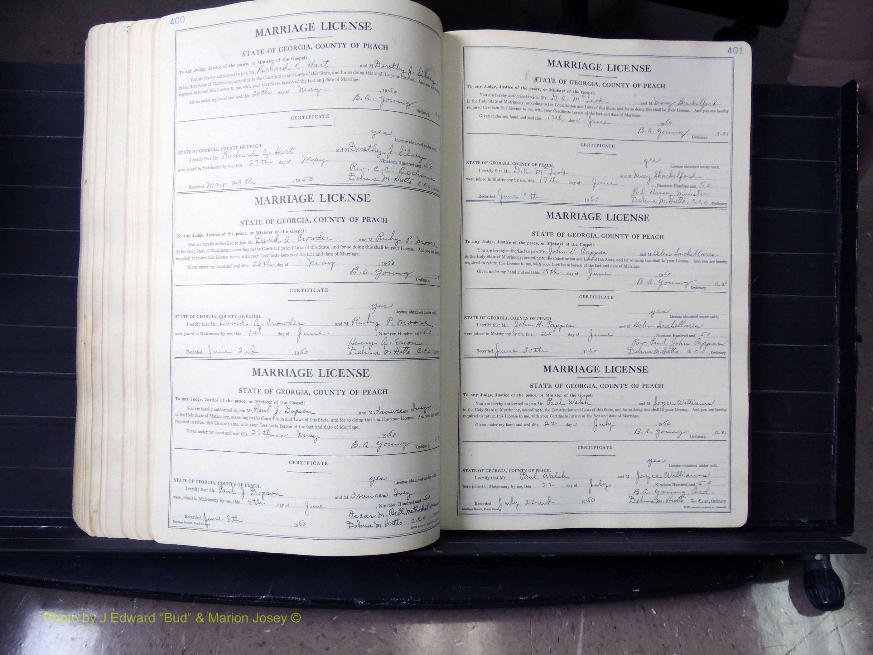 Peach Co, GA, Marriages, Book A, 1926-1960 pg 400-401.JPG