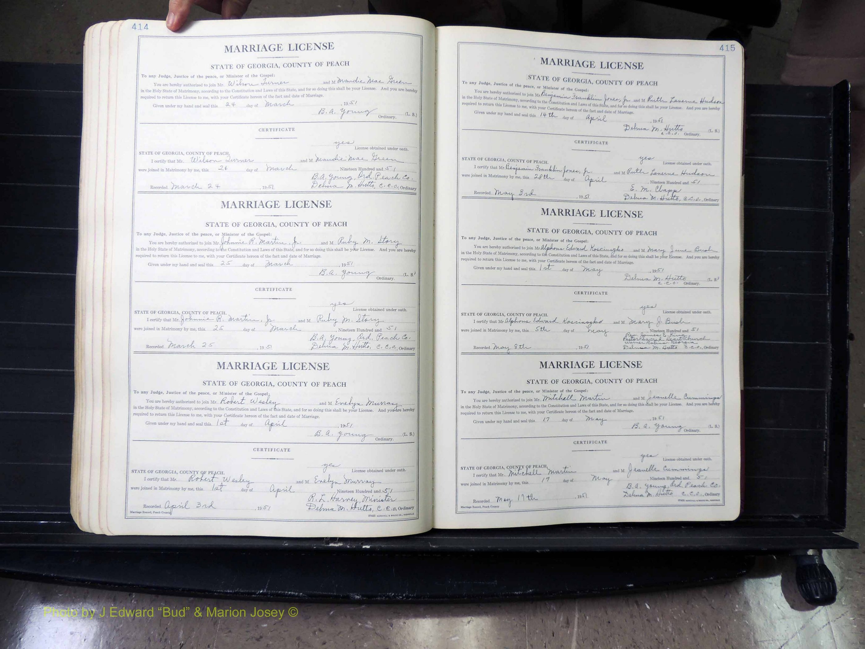 Peach Co, GA, Marriages, Book A, 1926-1960 pg 414-415.JPG