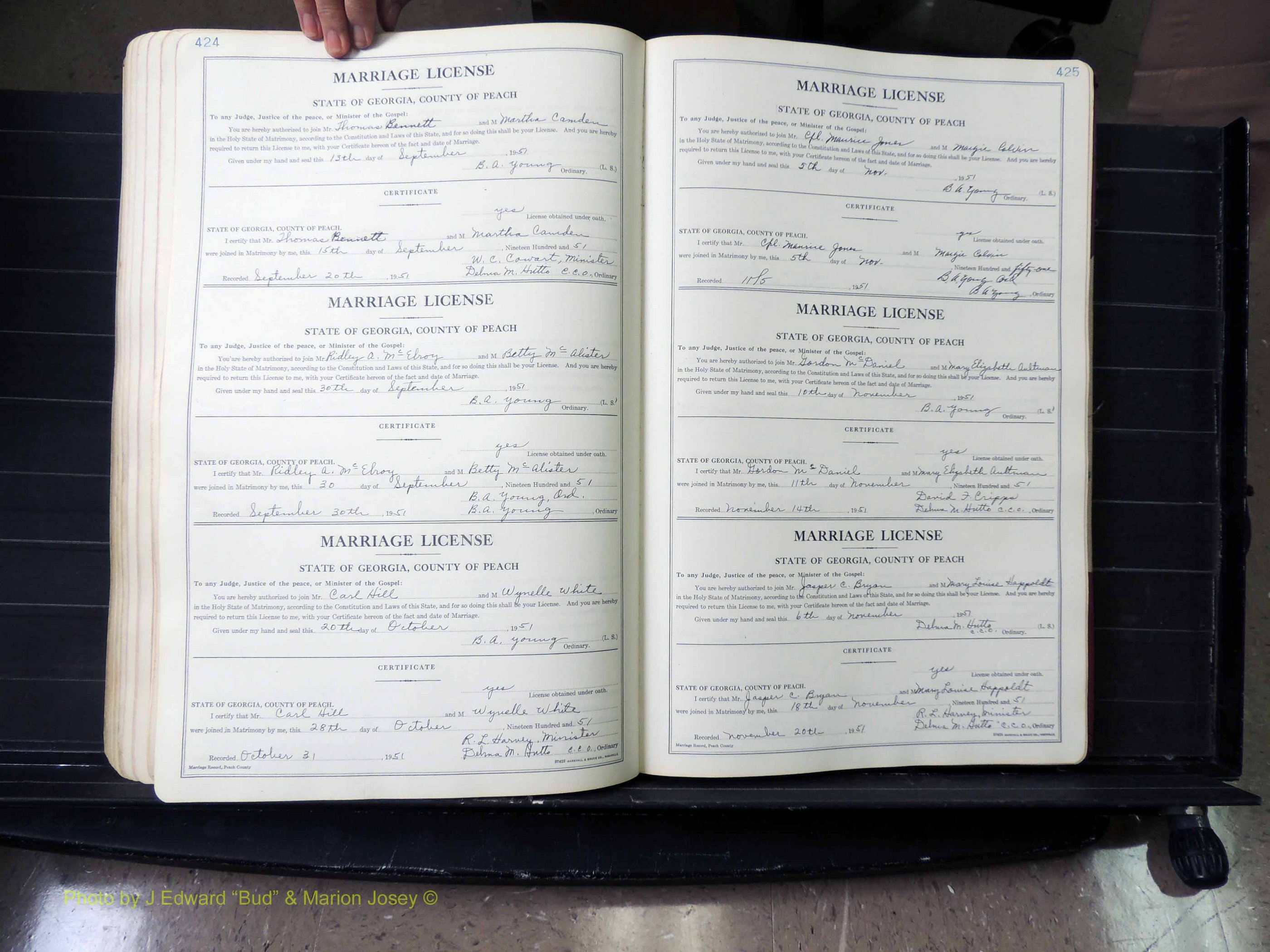 Peach Co, GA, Marriages, Book A, 1926-1960 pg 424-425.JPG