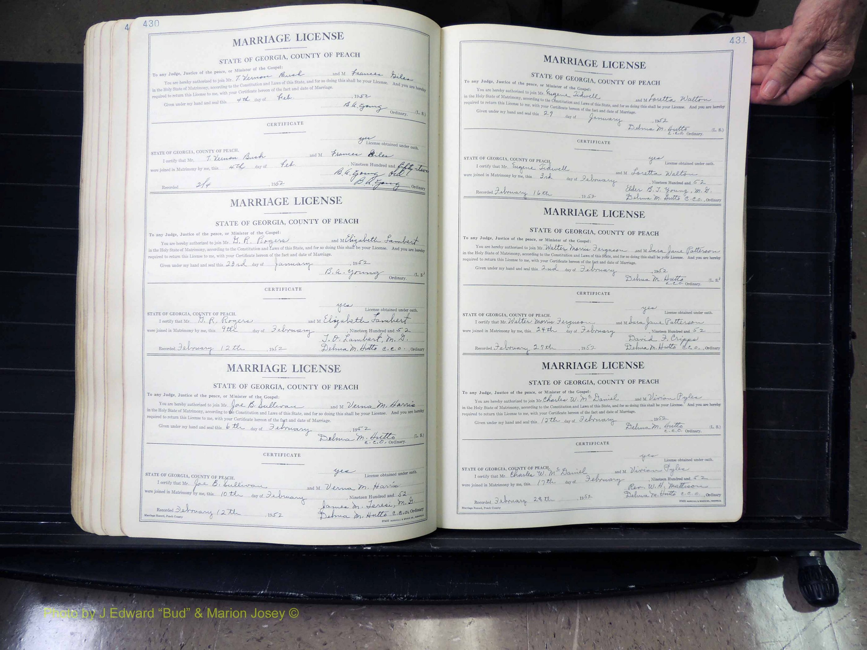 Peach Co, GA, Marriages, Book A, 1926-1960 pg 430-431.JPG