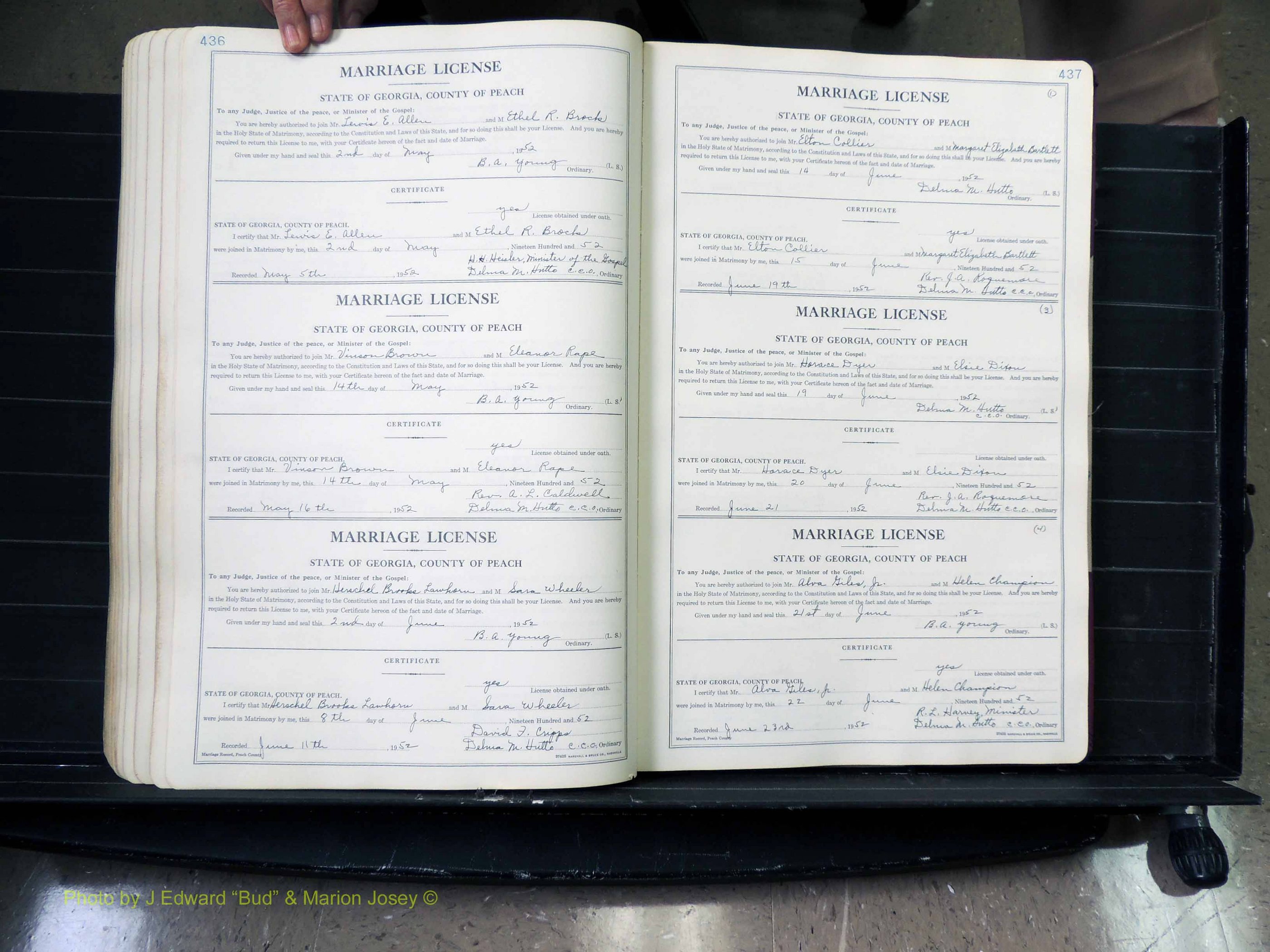 Peach Co, GA, Marriages, Book A, 1926-1960 pg 436-437.JPG